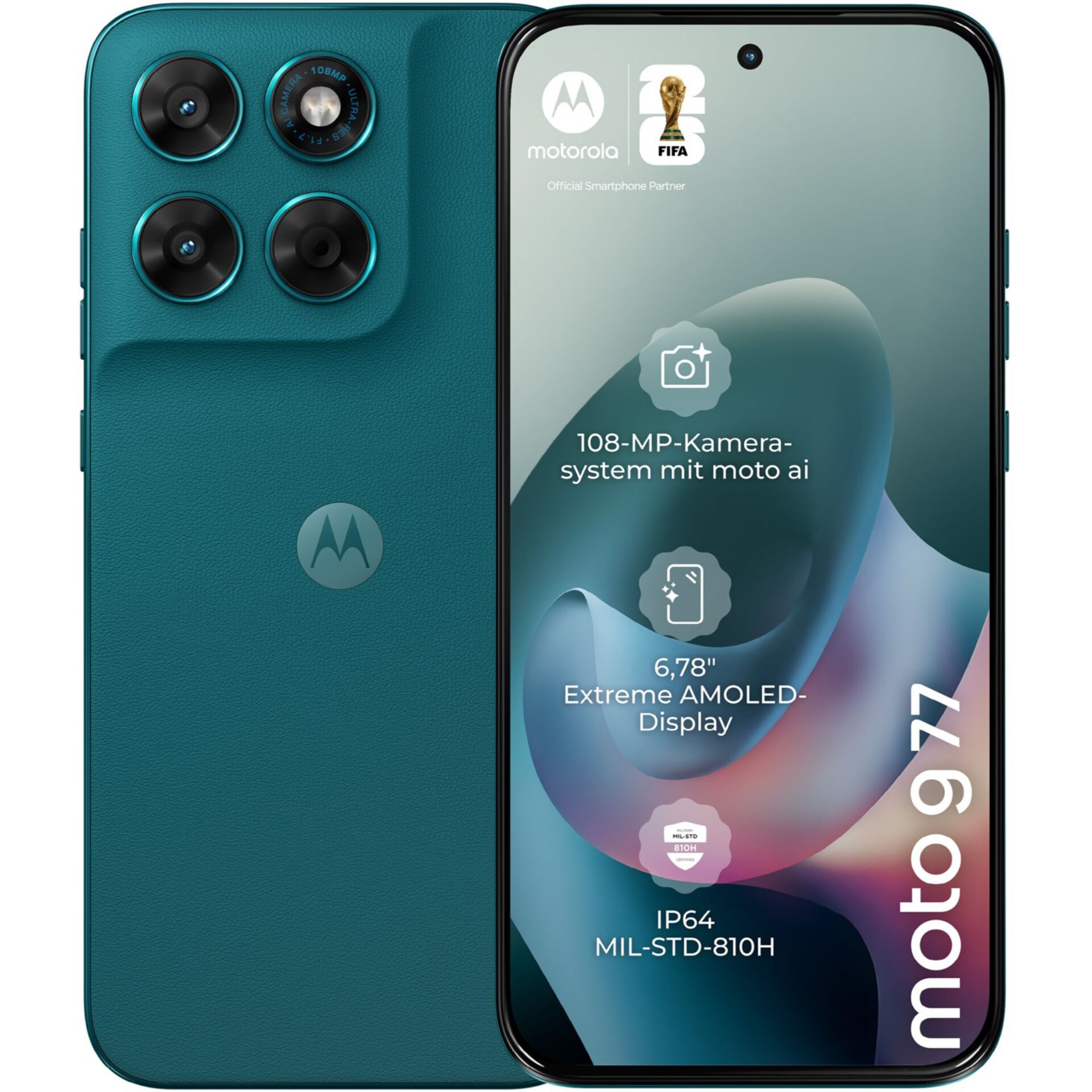 smartphone, quad-camera, teal, AMOLED, 6.78-inch