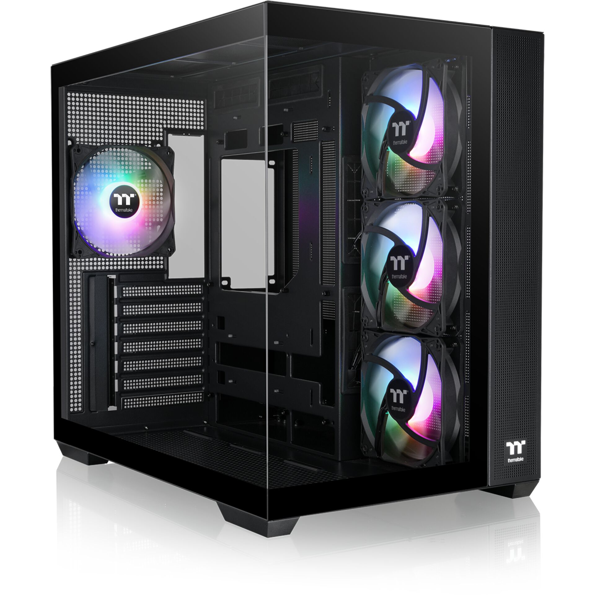 PC-Gehäuse, Mid-Tower, RGB-Lüfter,  tempered glass, Schwarz
