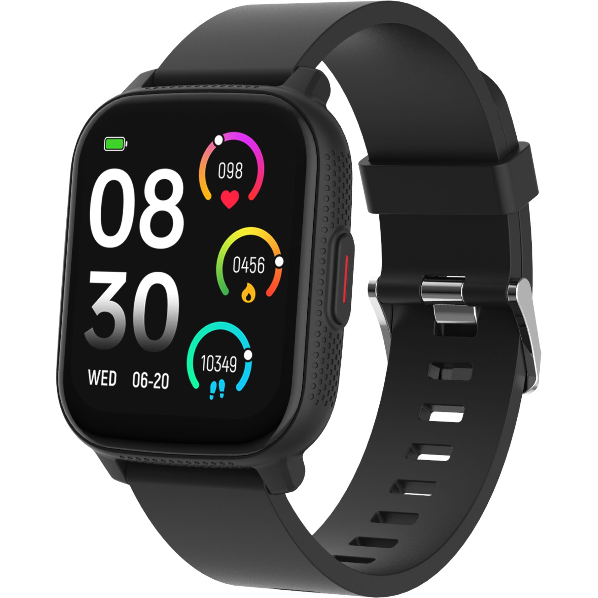 Smartwatch, Digital Display, Schwarzes Armband, Rechteckiges Display, Fitness-Tracker