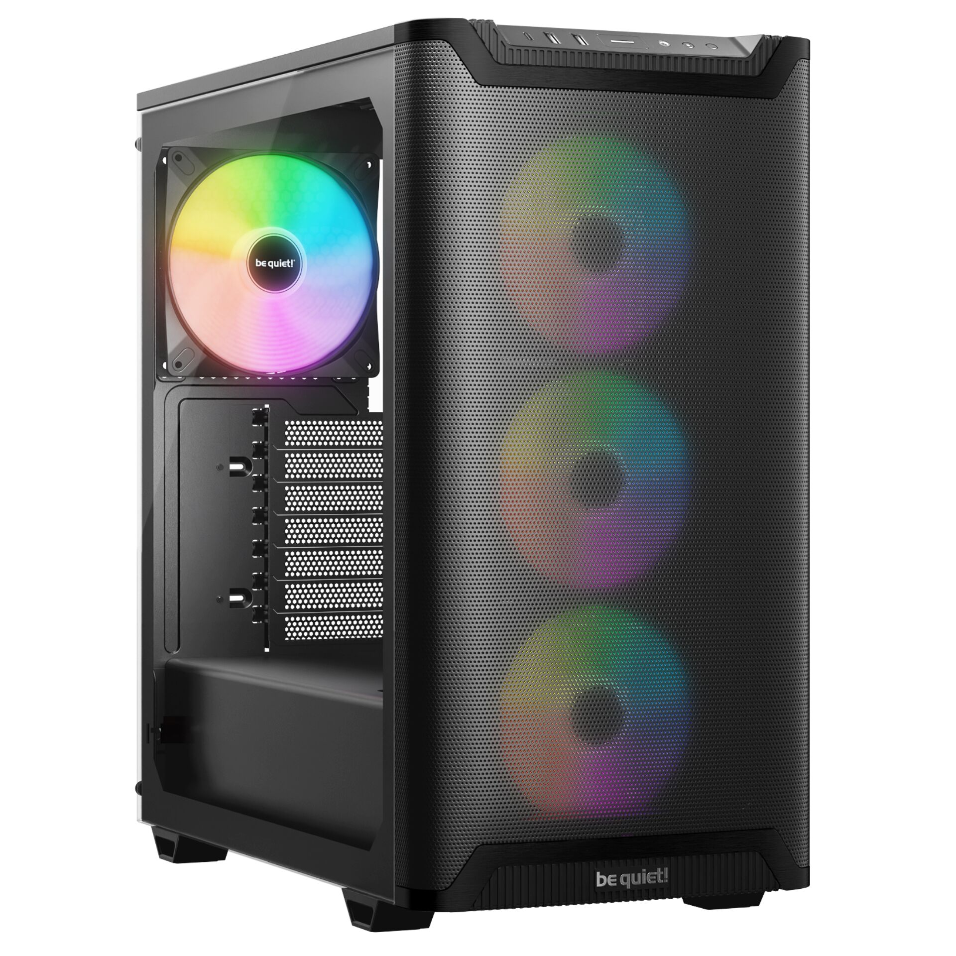 PC-Gehäuse, Mid-Turm, RGB-Lüfter, Mesh-Front, Glas-Seitenteil