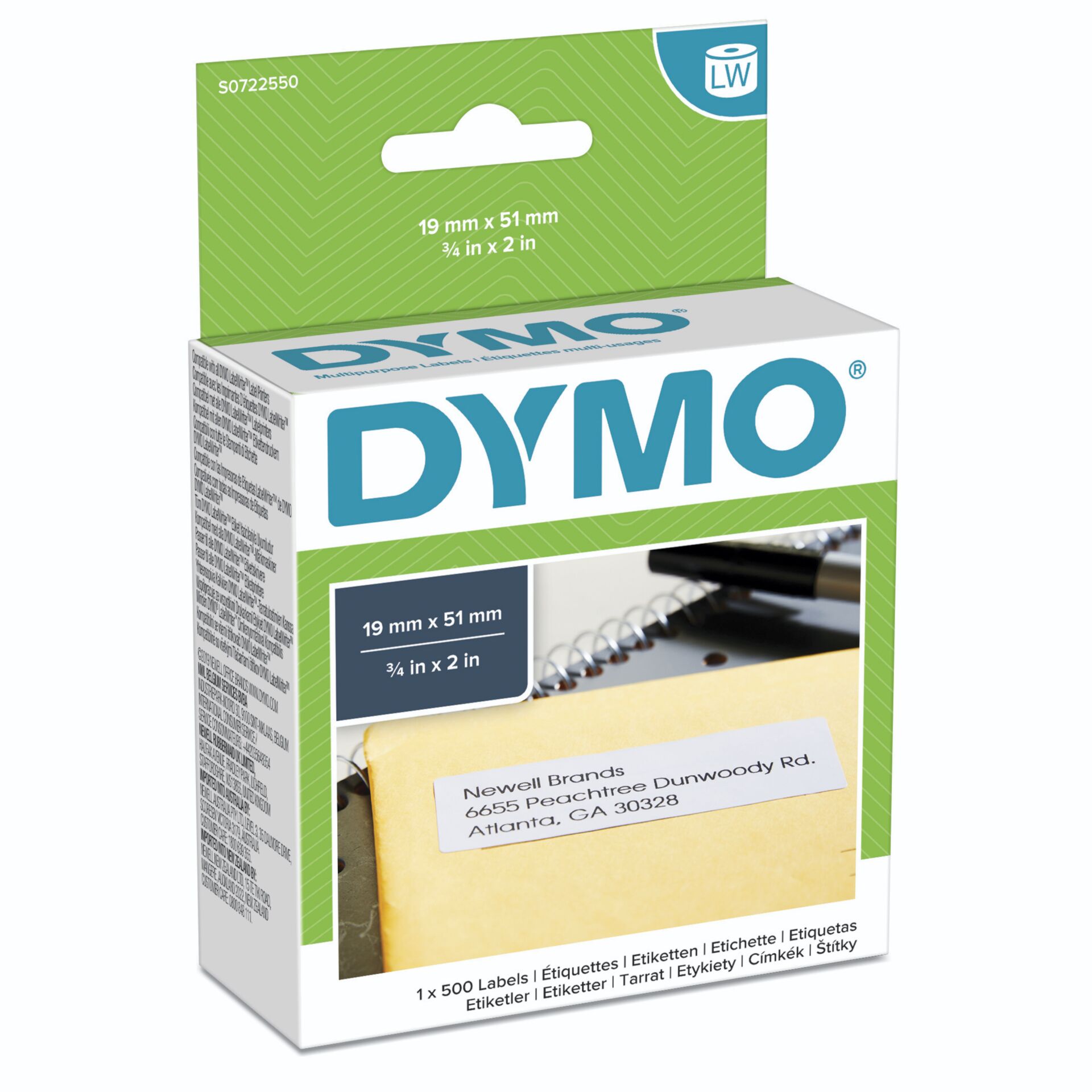 Dymo etykiety uniwersalne  19 x 51 mm bialy 500 St. 11355