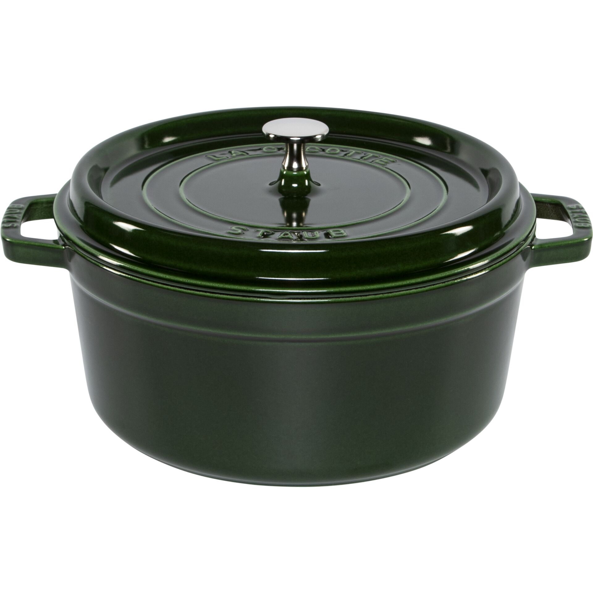Dutch oven, Gusseisen, grün, mit Deckel, Herdplatte