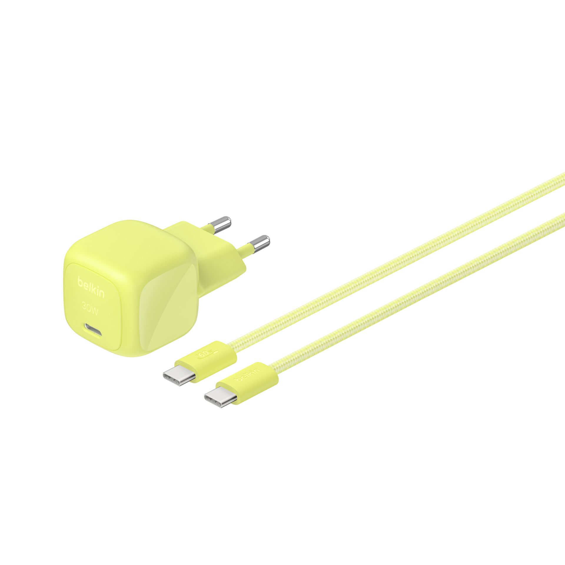 Ladegerät, USB-C, USB-C Kabel, 60W, Gelb