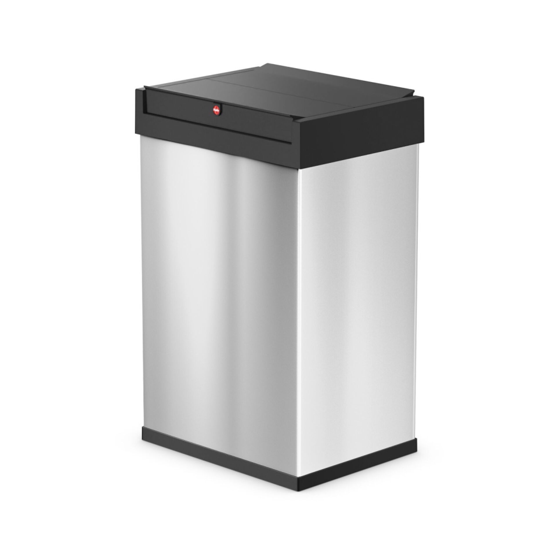 Abfalleimer, Müllbehälter, Stainlessstahl, Schwarzdeckel, Gehäuse aus Metall