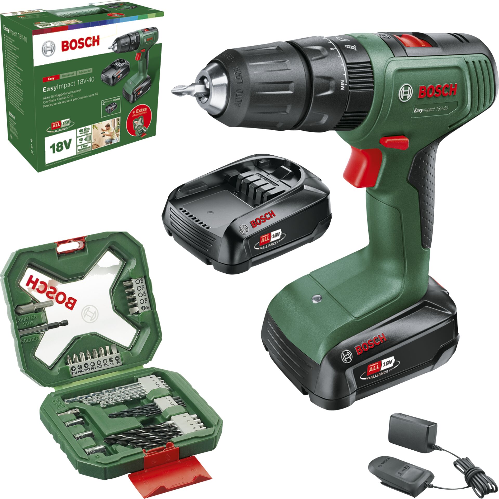 Akku-Bohrset, Schrauber, Bosch, 18V, Kreisschlagsatz