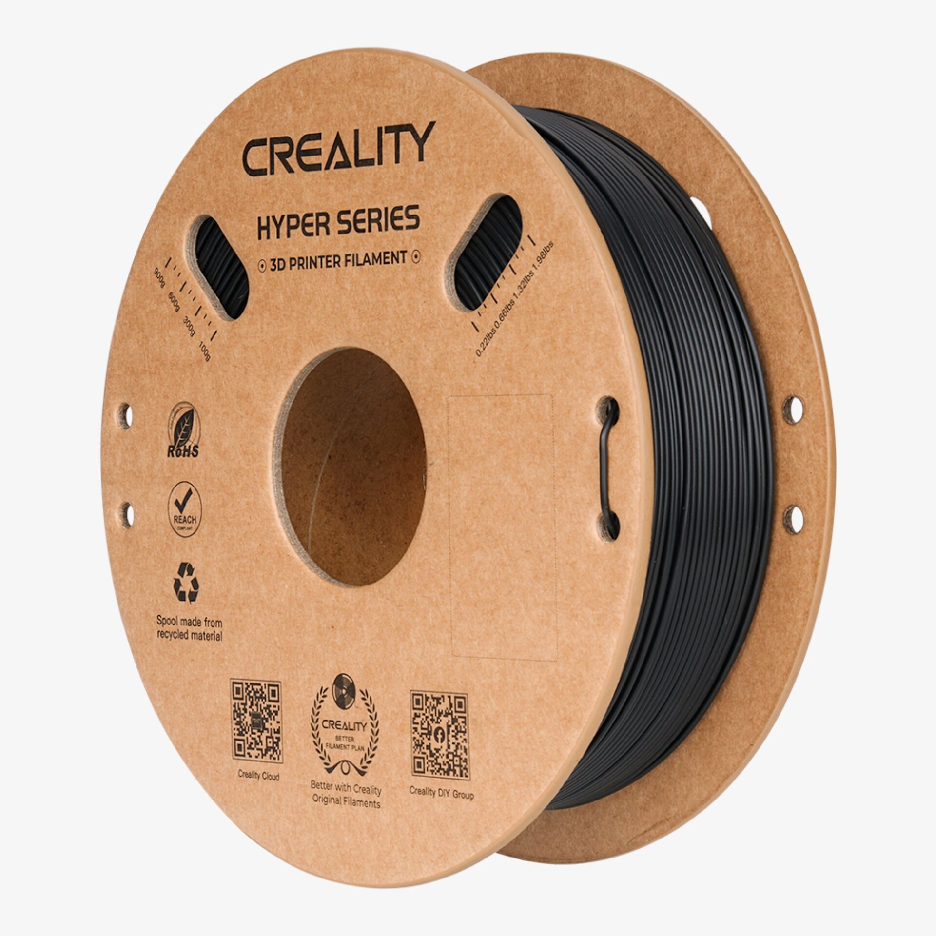 3D-Druck-Filament, Filament-Spule, Schwarz, Druckmaterial, Spule aus Recyclingmaterial, 3D-Druck Filament, Filamentrolle, PLA/ABS? (unspecified), Schwarz, Spool aus recyceltem Material
