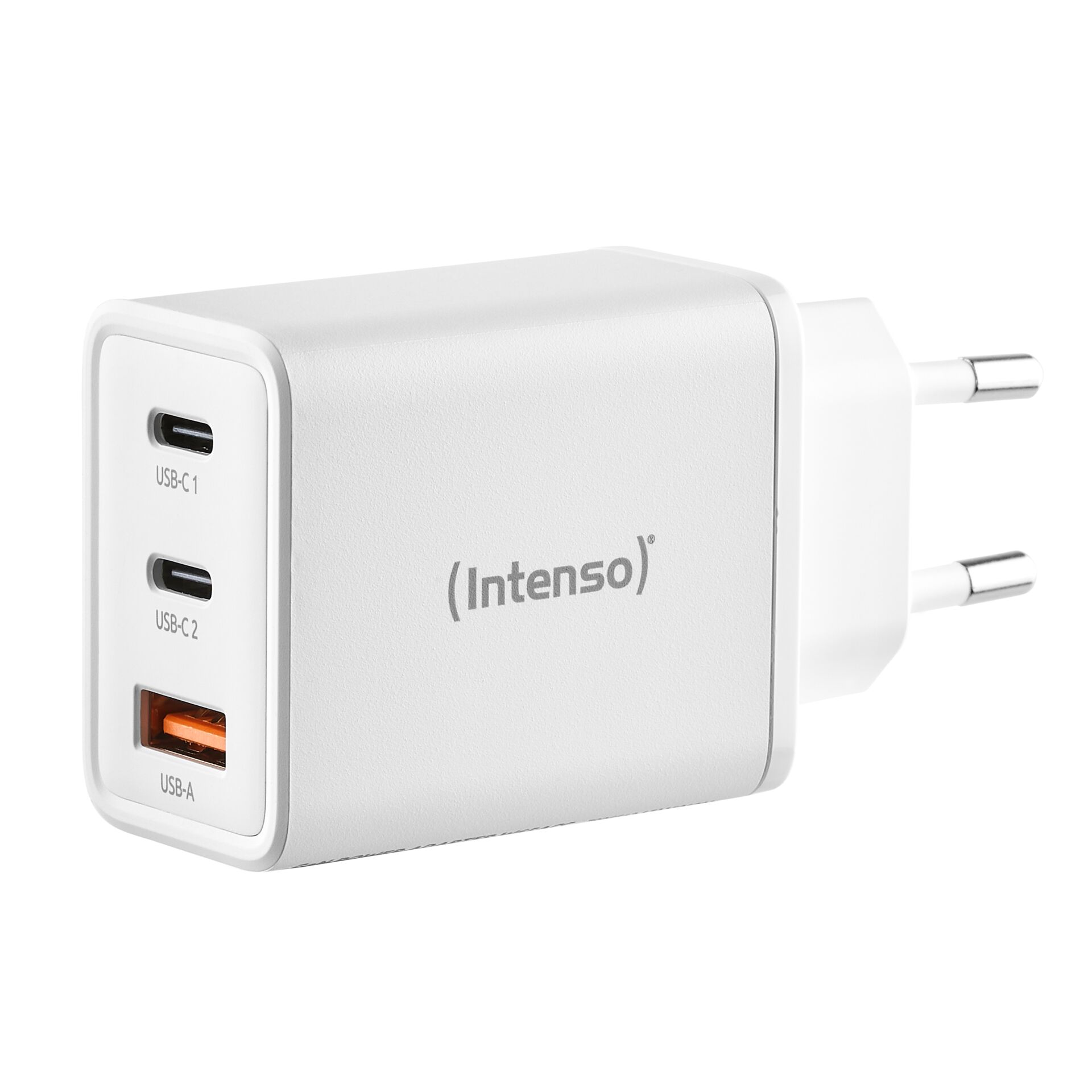 Adapter, Elektronik, Stecker, USB-Ladegerät, USB-C Ports, Mehrfachanschluss, Weiß, Intenso-Logo