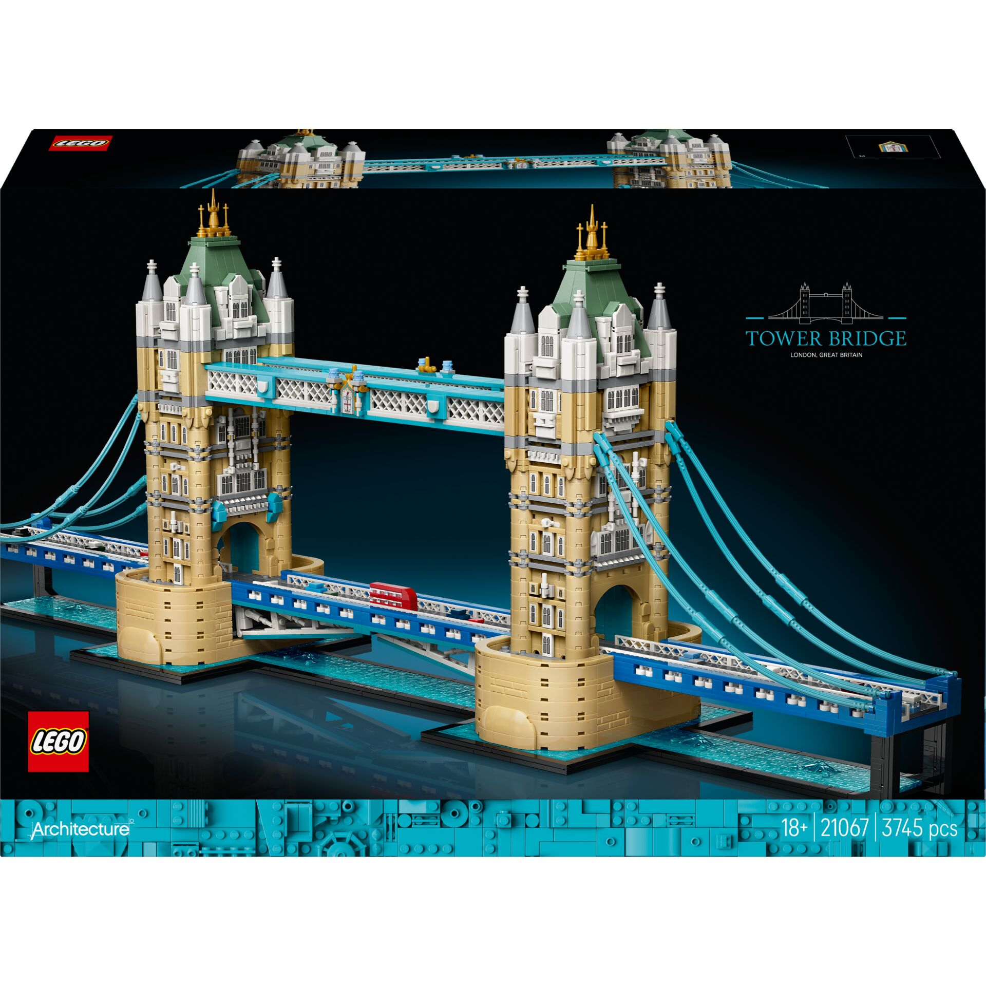 Tower Bridge, Lego Architektur, Brücke, Türkisblau, Modellbauset