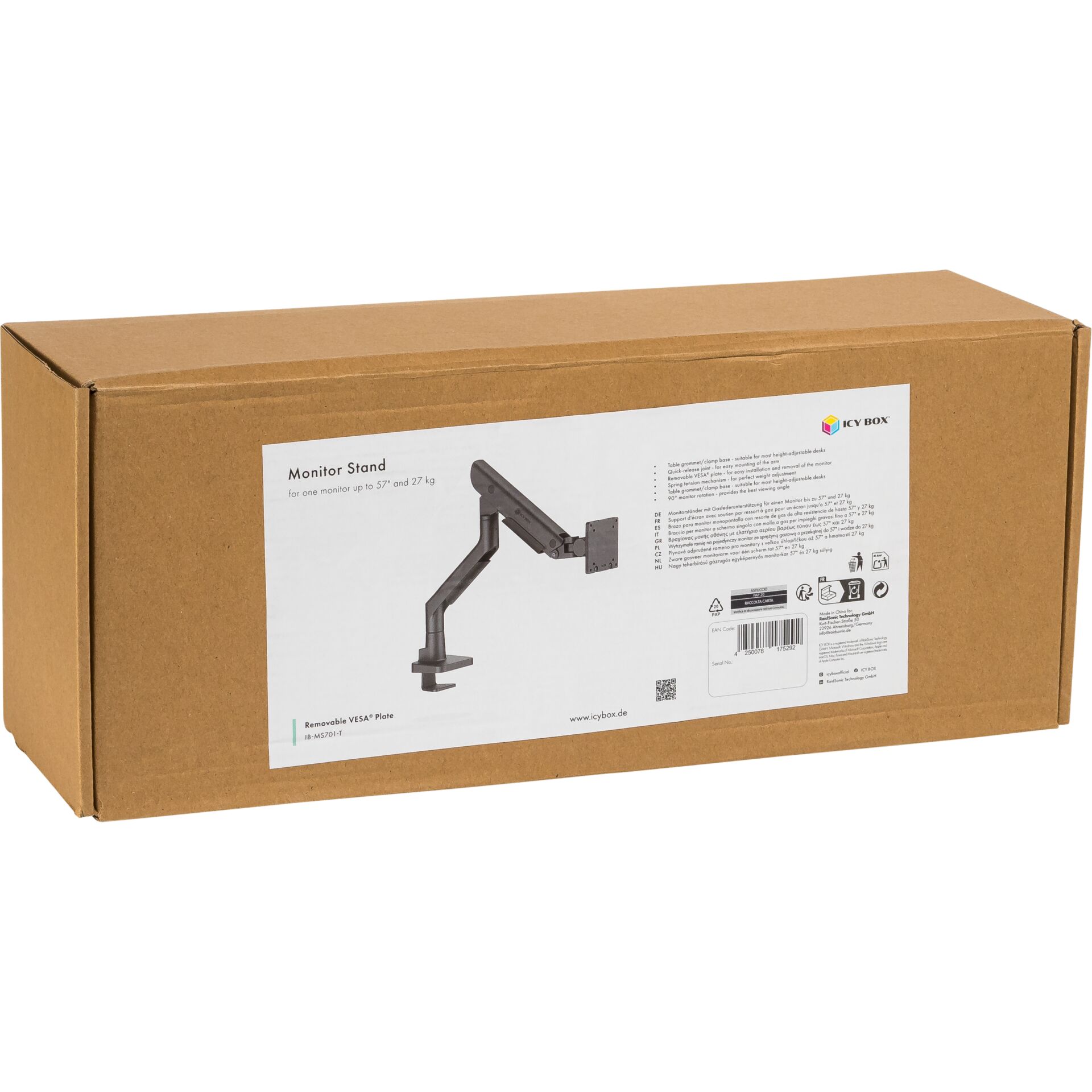 Monitorständer, verstellbar, Arm, Tischhalterung, Verpackungskarton
