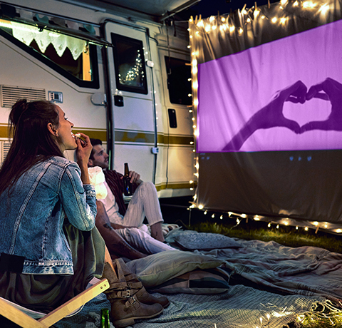 camping, projector, outdoor, glow, movie