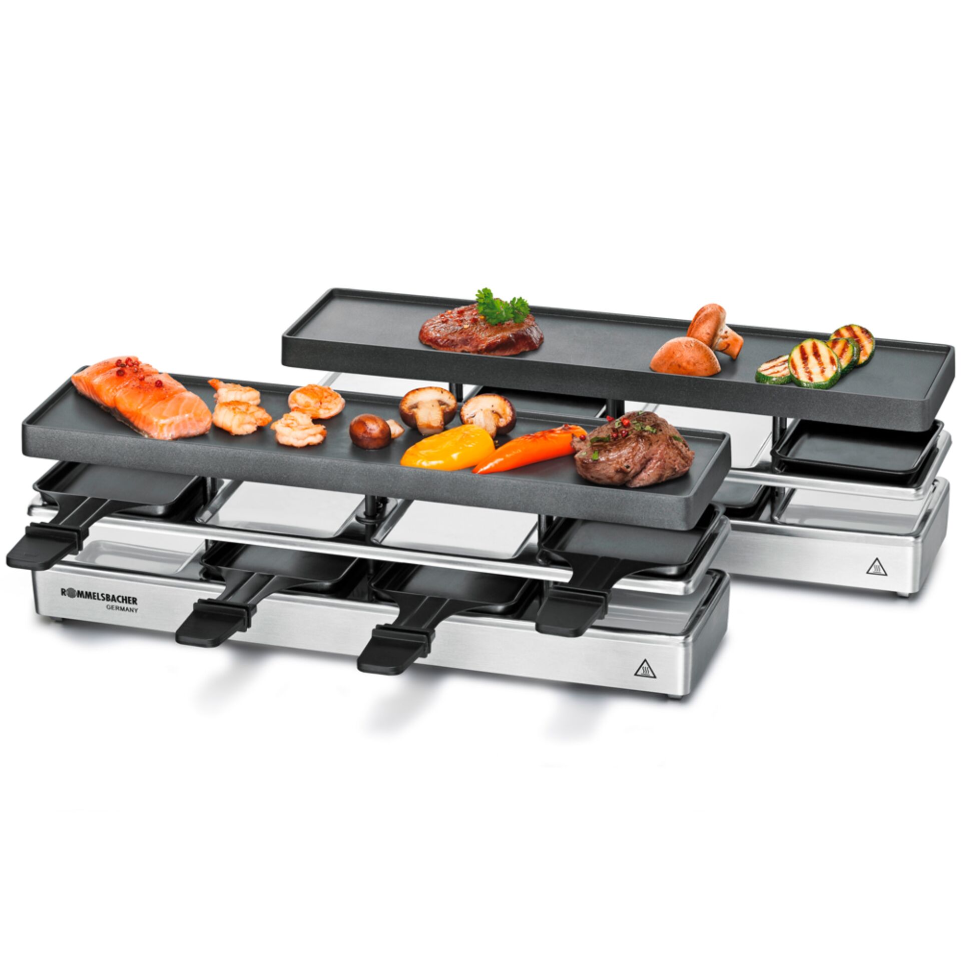 Grillplatte, Grillpfannen-Set, Stufen-Grill, Edelstahl, Kochzubehör