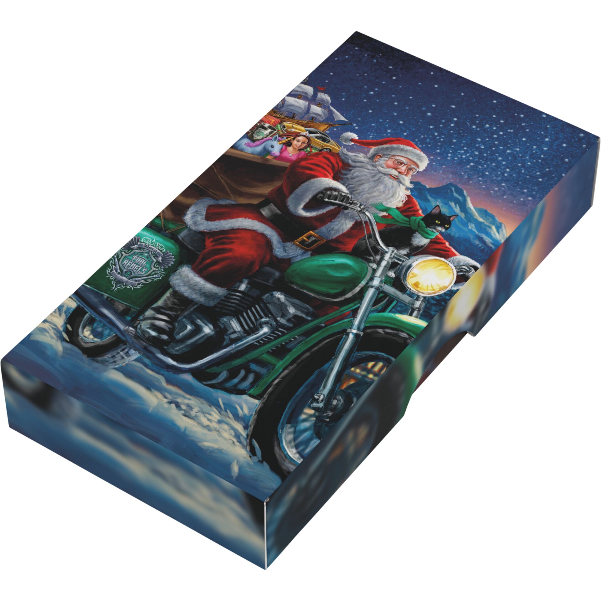 Weihnachtsgeschenk, Motorrad, Santa, Wintermotorrad, Geschenkverpackung