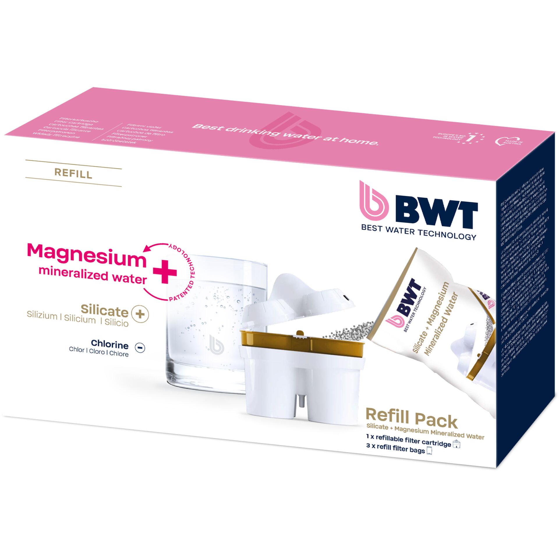 Magnesium, Mineralisiertes Wasser, Silikat, Chlor, Nachfüllpack, Magnesiumwasser, Mineralisiertes Wasser, Silicat, Nachfüllpack, Filterkartusche