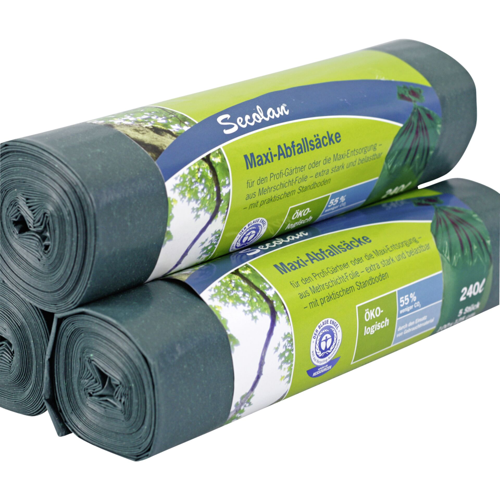 1x5 Secolan Maxi sacky na  odpadky  240 l zelena/cerna