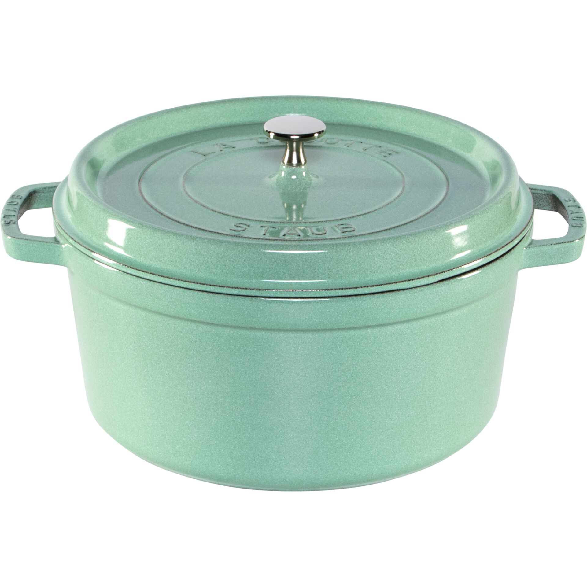 Kasserolle, Stielkasserolle, Emailliert, Kupfergrün, lidded pot