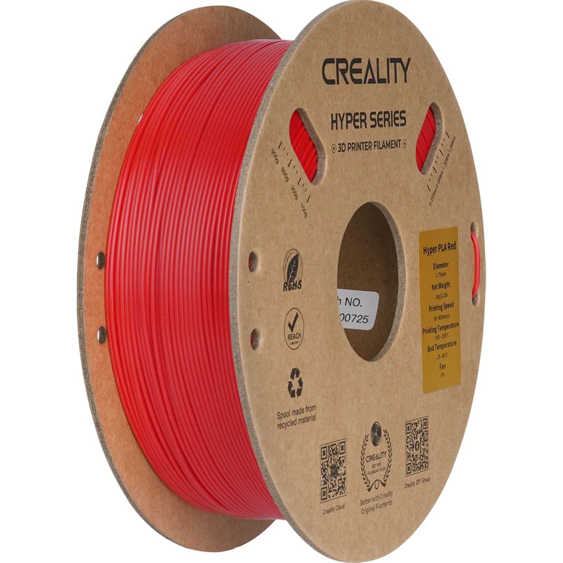 3D-Druck Filament, PLA Rot, Spule, Rotes Filament, Hyper Series