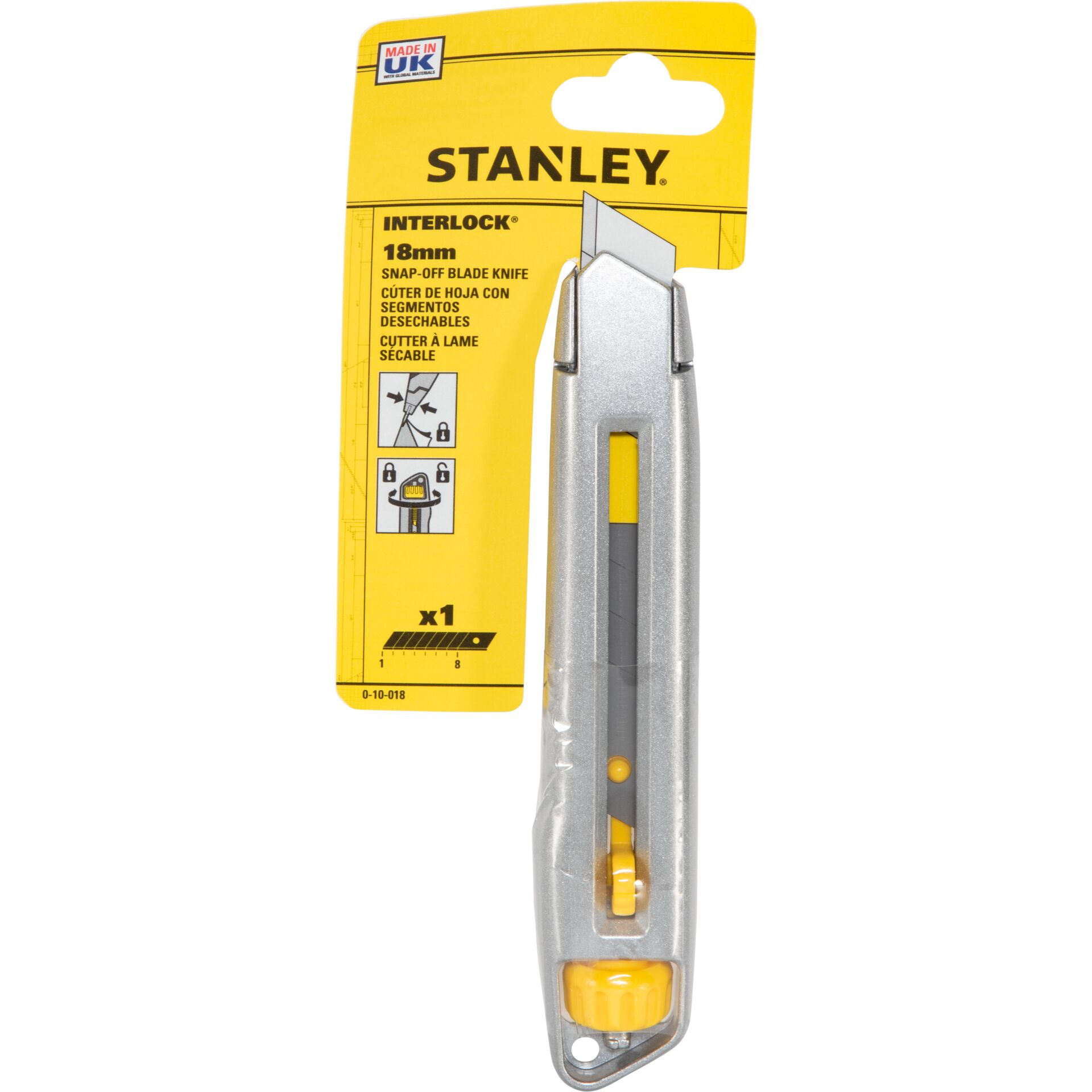 Stanley Messer, Universalmesser, Interlock 18mm, Spitzklinge, Austauschbare Klinge