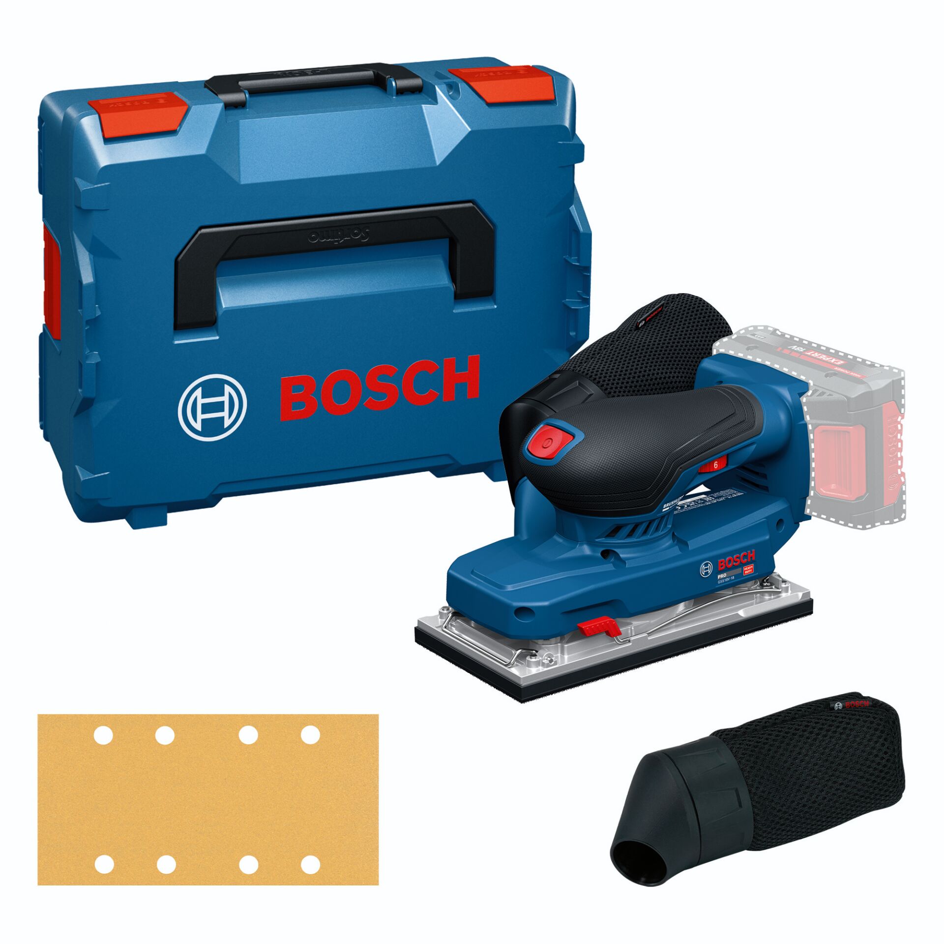 Akku-Schleifer, Koffer, Bosch-Gerät, Schleifer, Schleifpapier-Set