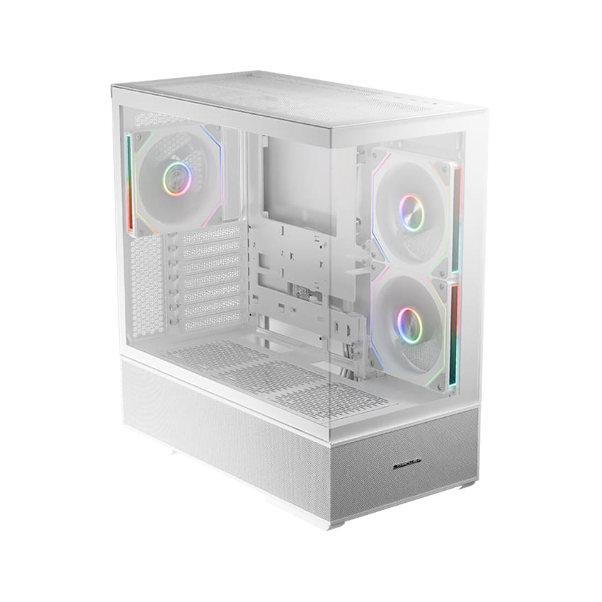 Computergehäuse, Mid-Tower, RGB-Lüfter, Glasfront, weiße Farbe