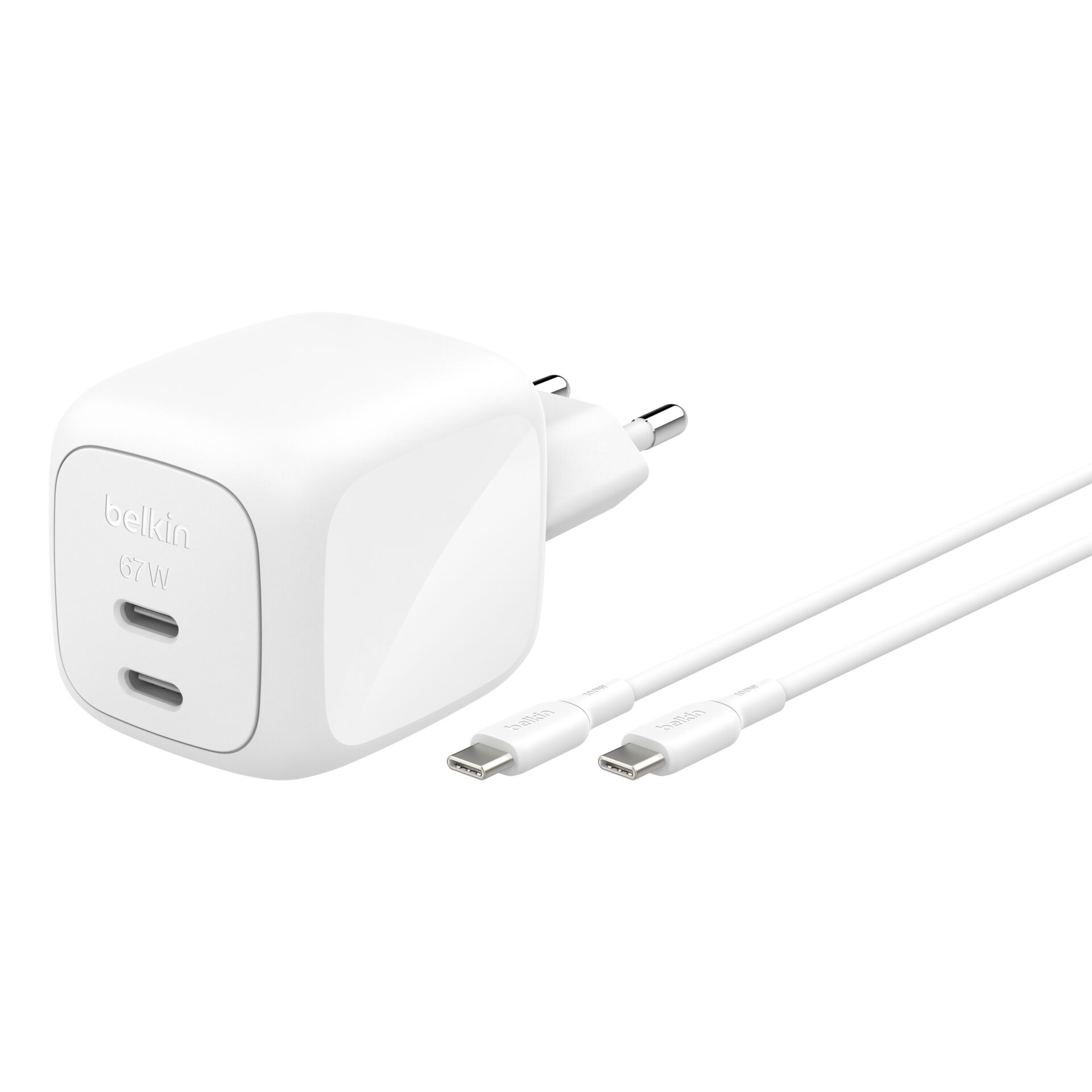 ladeadapter, usb-c, 2-port, wandladapter, white
