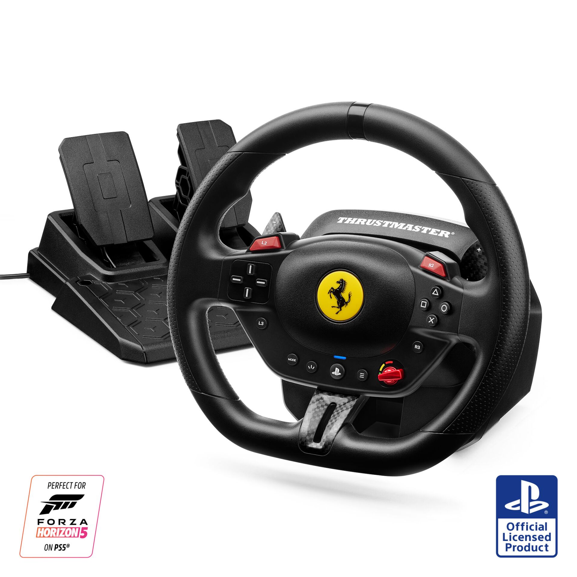Gaming-Lenkrad, Thrustmaster, Ferrari-Lenkrad, Pedalensatz, PS5-kompatibel
