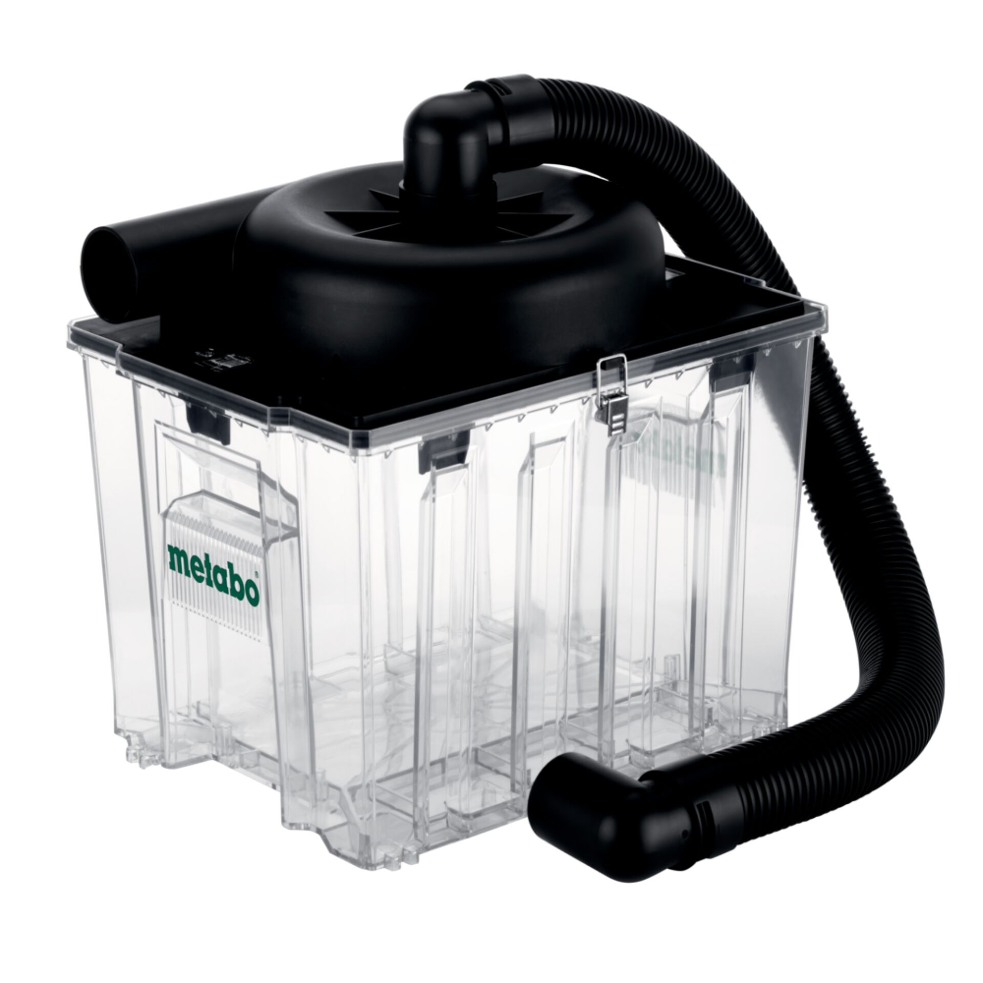 Aquarium filter, Canister filter, Klarer Acryl, Luftschlauch, Metabo (Marke sichtbar)