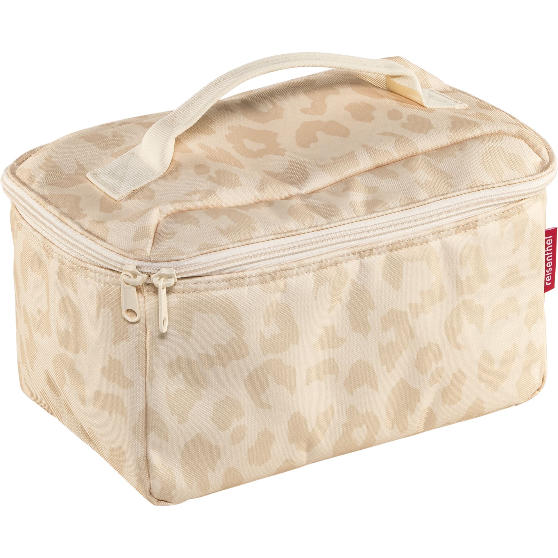 kosmetiktasche, make-up- case, beige leopard, Reißverschlusstasche, Tragegriff-Tasche