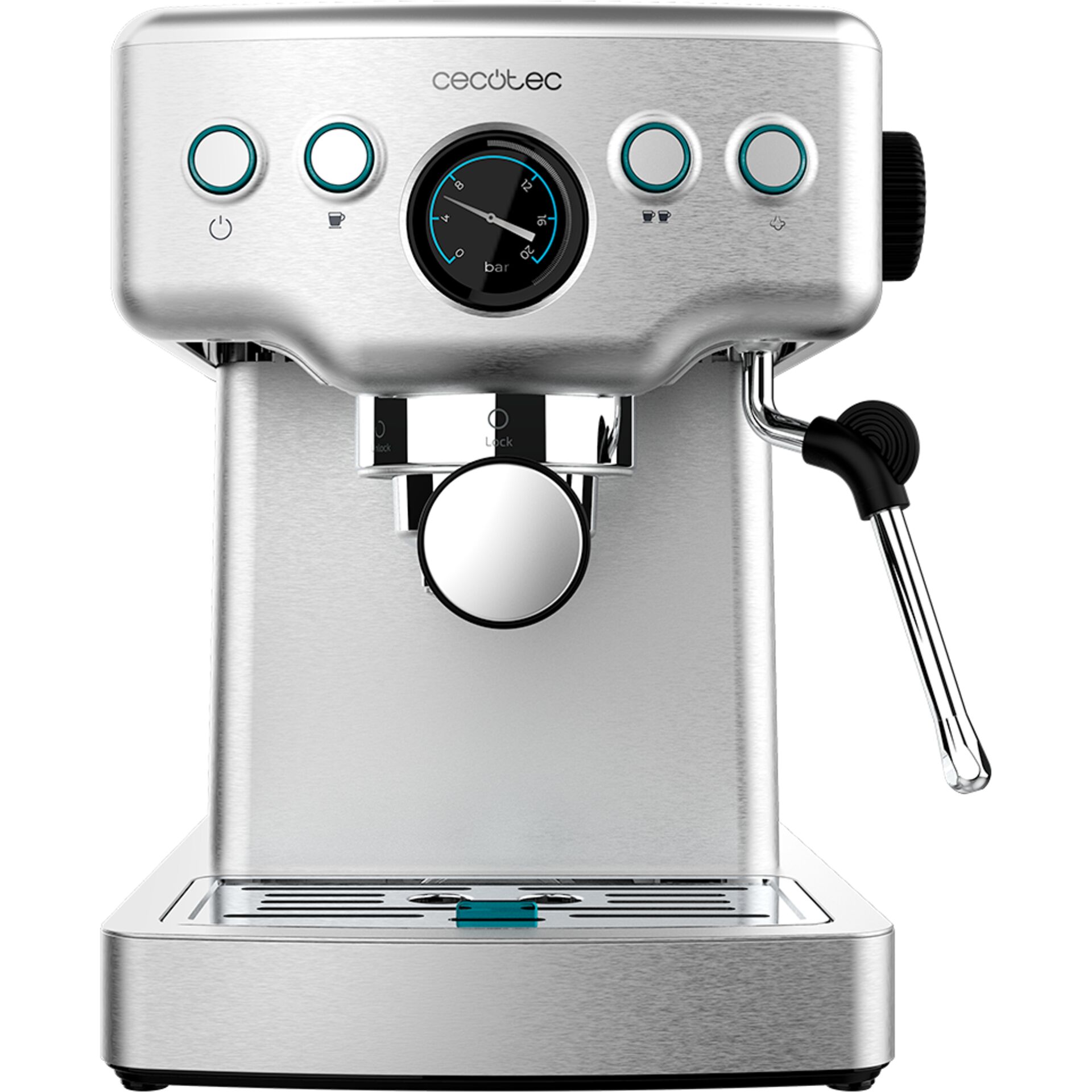 Espresso-Kaffeemaschine, Siebträger, Silber, Handhebel, Gebrauchsanleitung