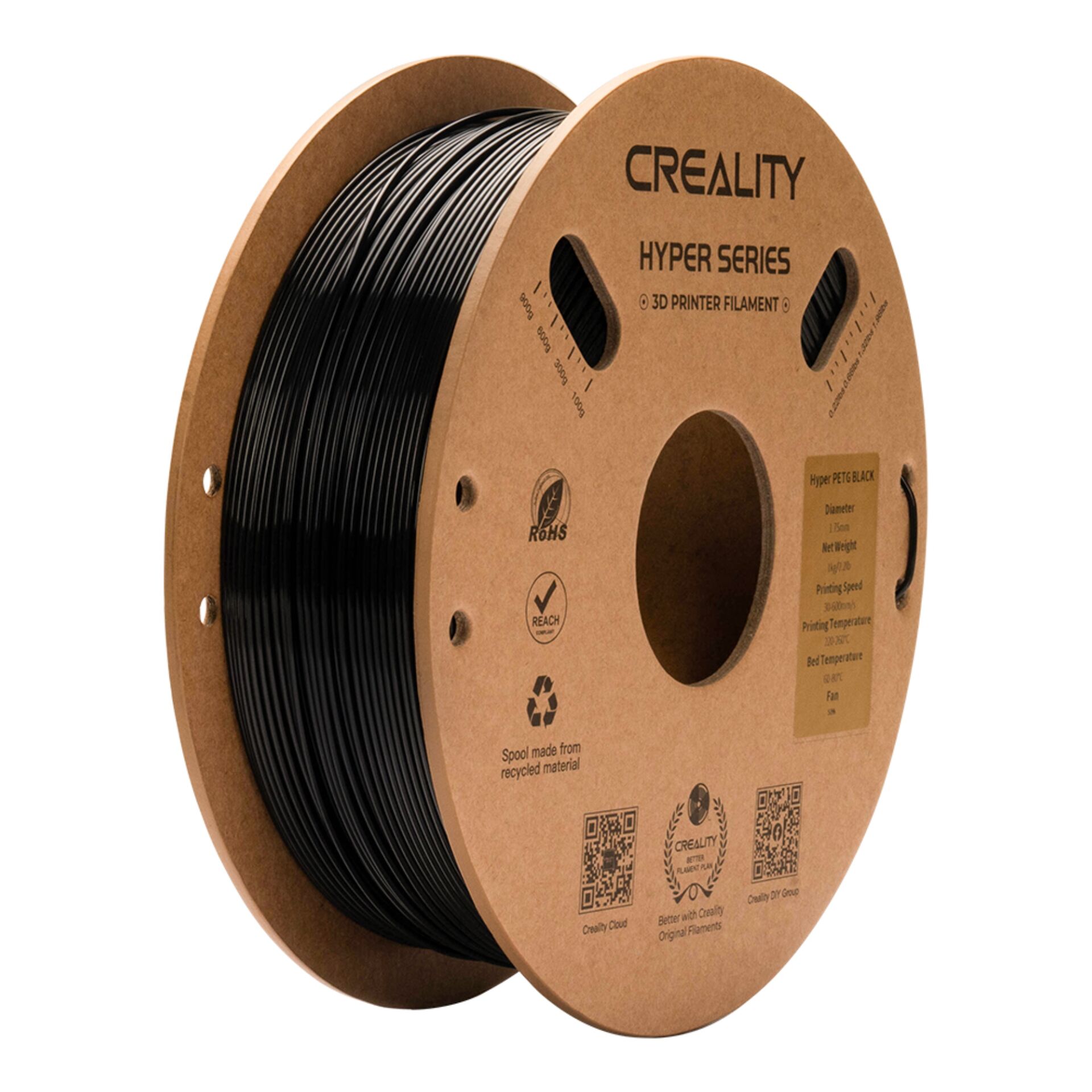 3D-Draht Filament, PETG, Schwarz, Spule, Hyper Series