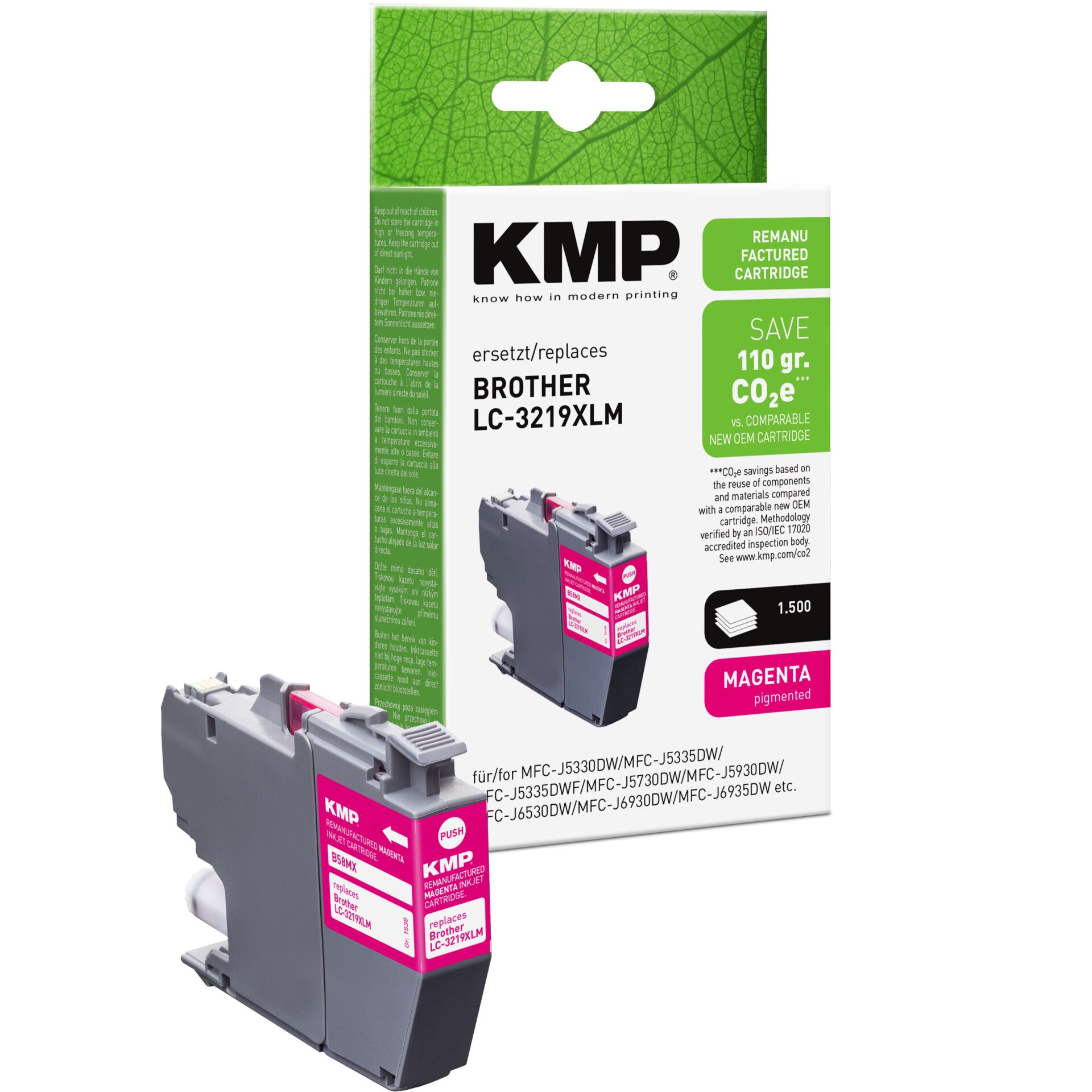 Adapter, Elektronik, Computer-Ausrüstung, Computerausrüstung, QR-Code, Tintenpatrone, Magenta, KMP, Brothe/LC-3219XLM, Druckerpatrone
