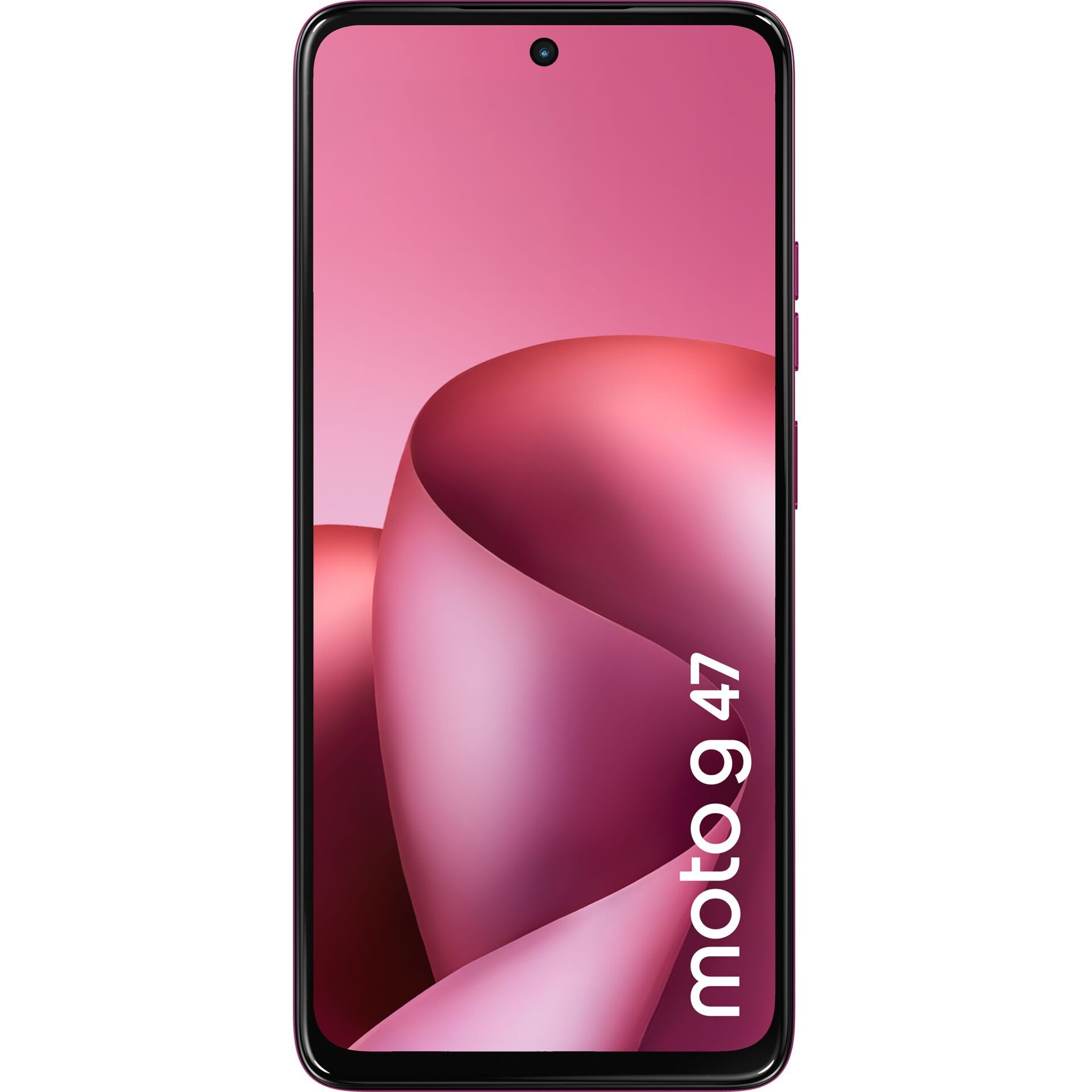 smartphone, pink, edge-to-edge, front camera, no logo