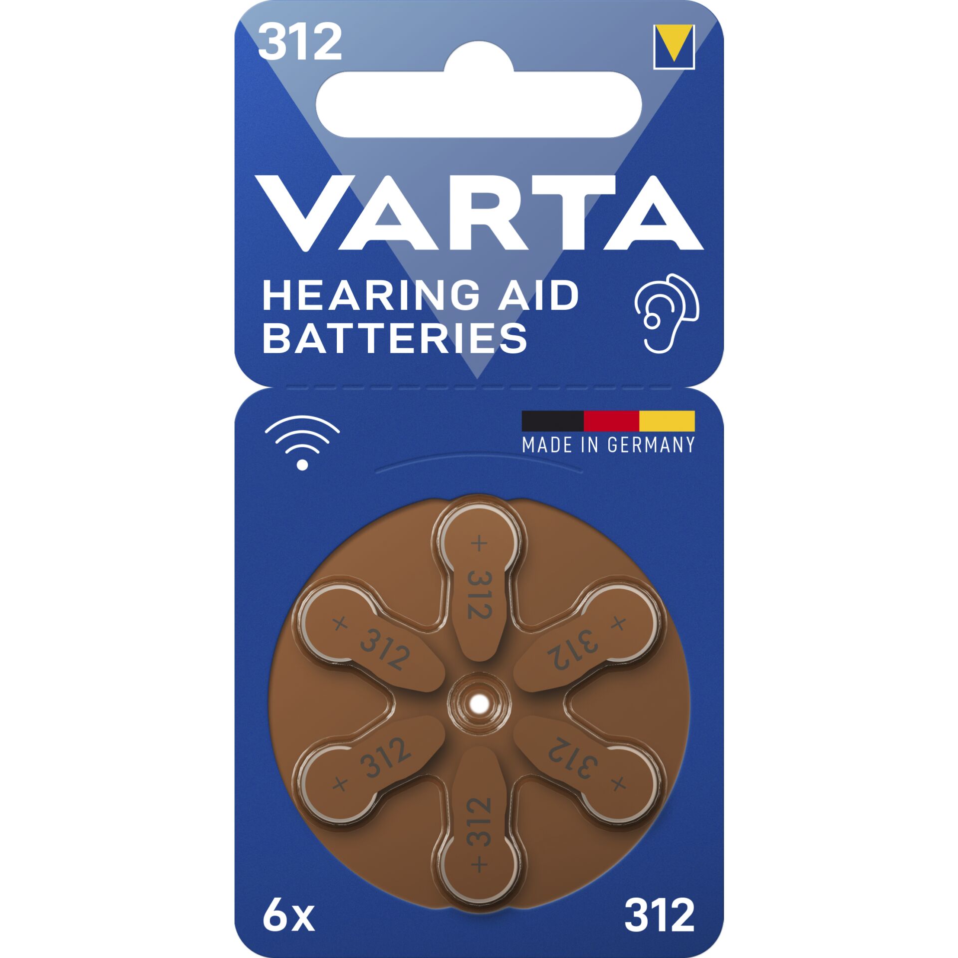 1x6 Varta Hearing Aid Batteries  Type 312            24607101416