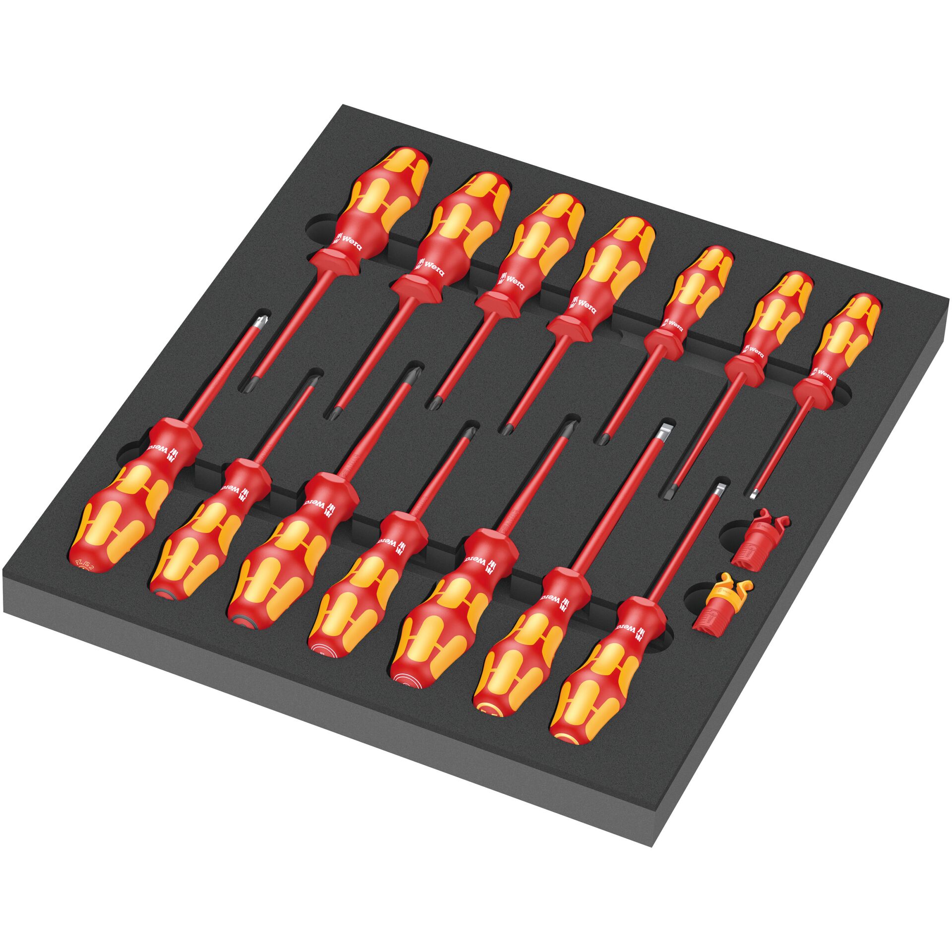 Schraubendreher-Set, Schraubendreher, Kunststoffgriff, Rot-Gelb, großes Set