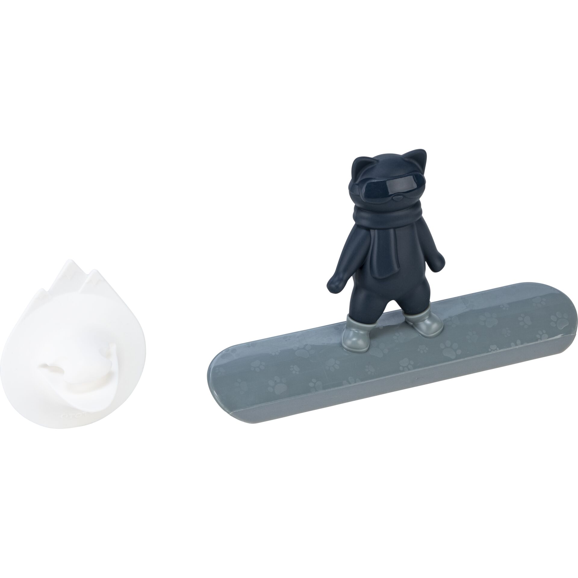Katze, Skier, Snowboard, Schnee, Figur