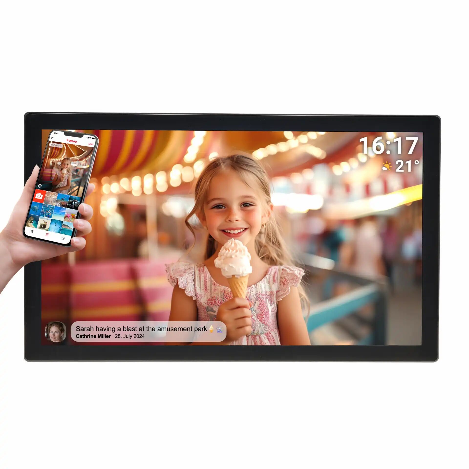 tablet, digital photo frame, interaktive Anzeige, eiscreme, kind