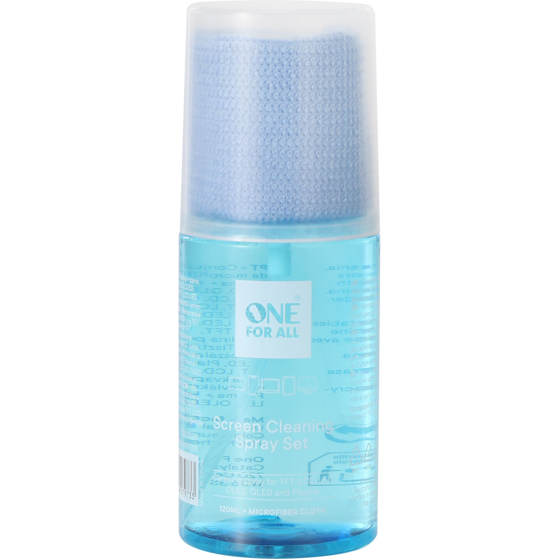Bildschirmschutz-Reiniger, Sprühset, Mikrofaser-Tuch, Flasche blau, Reinigungsprodukt