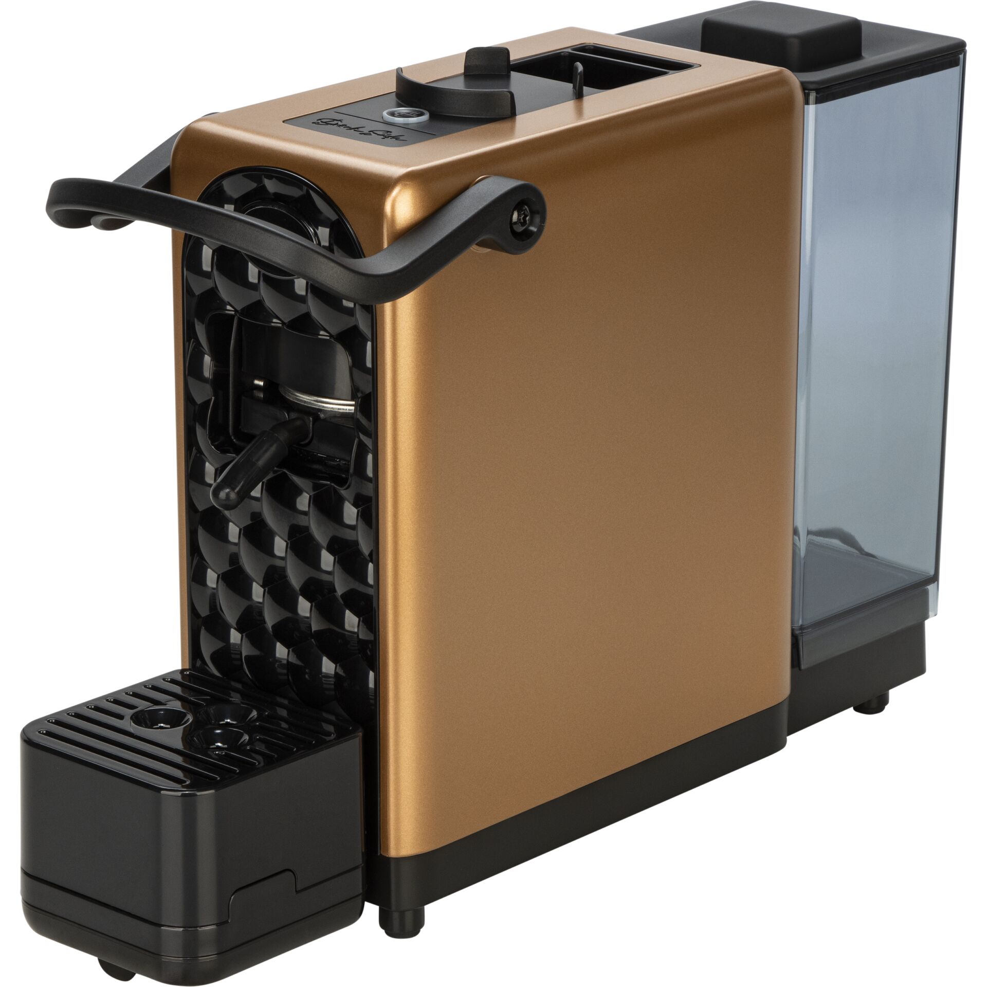 Kaffee-Kapselspender, Kaffeemaschine, Kaffeeautomat, Bräunlicher Metall-Look, Abtropfschale