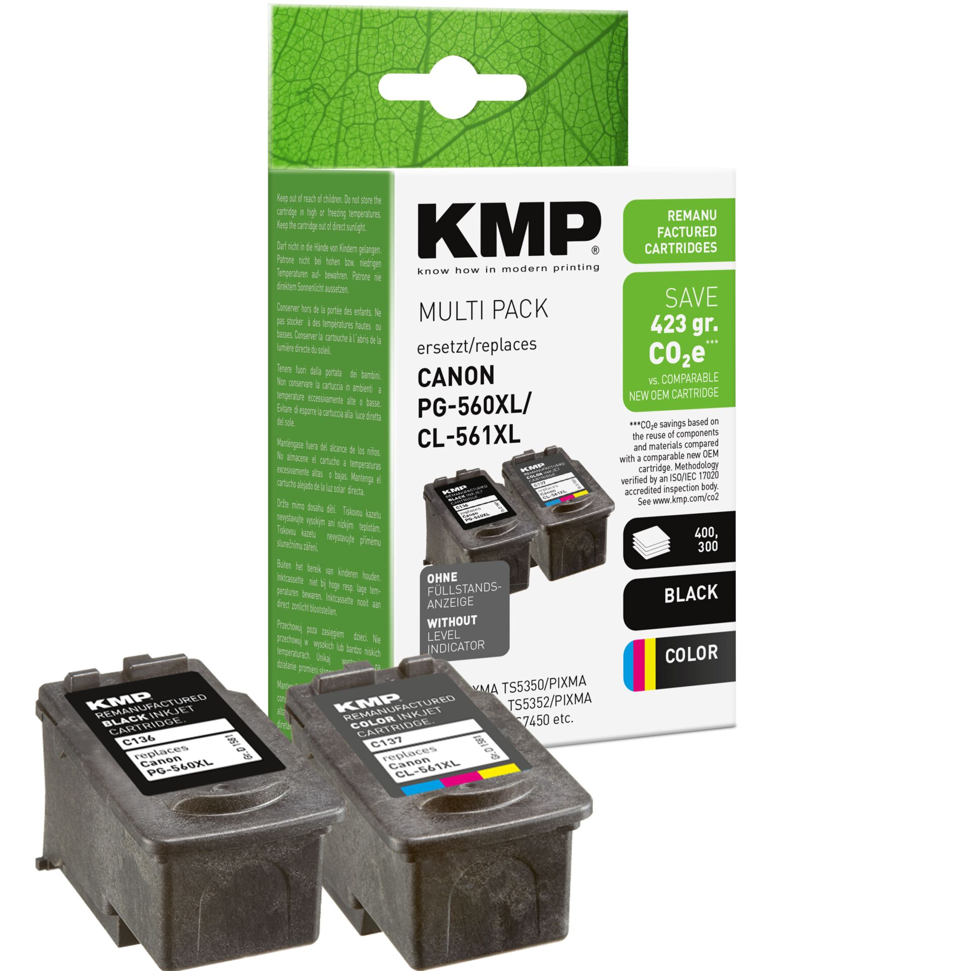 Adapter, Elektronik, QR Code, Tintenpatronen, KMP, Canon, PG-560XL, CL-561XL