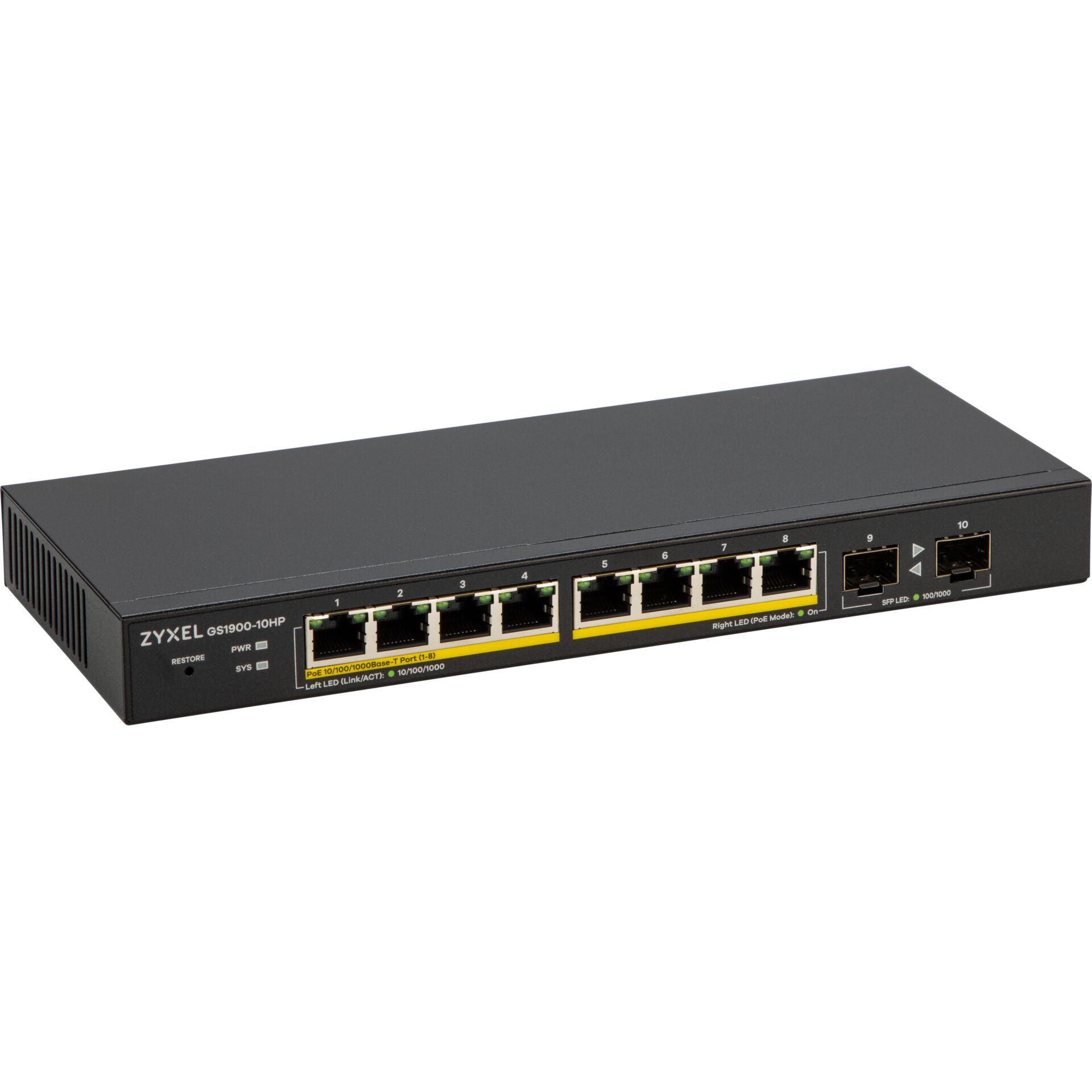 Switch, PoE, Ethernet, 10-Port, Rack-mountable