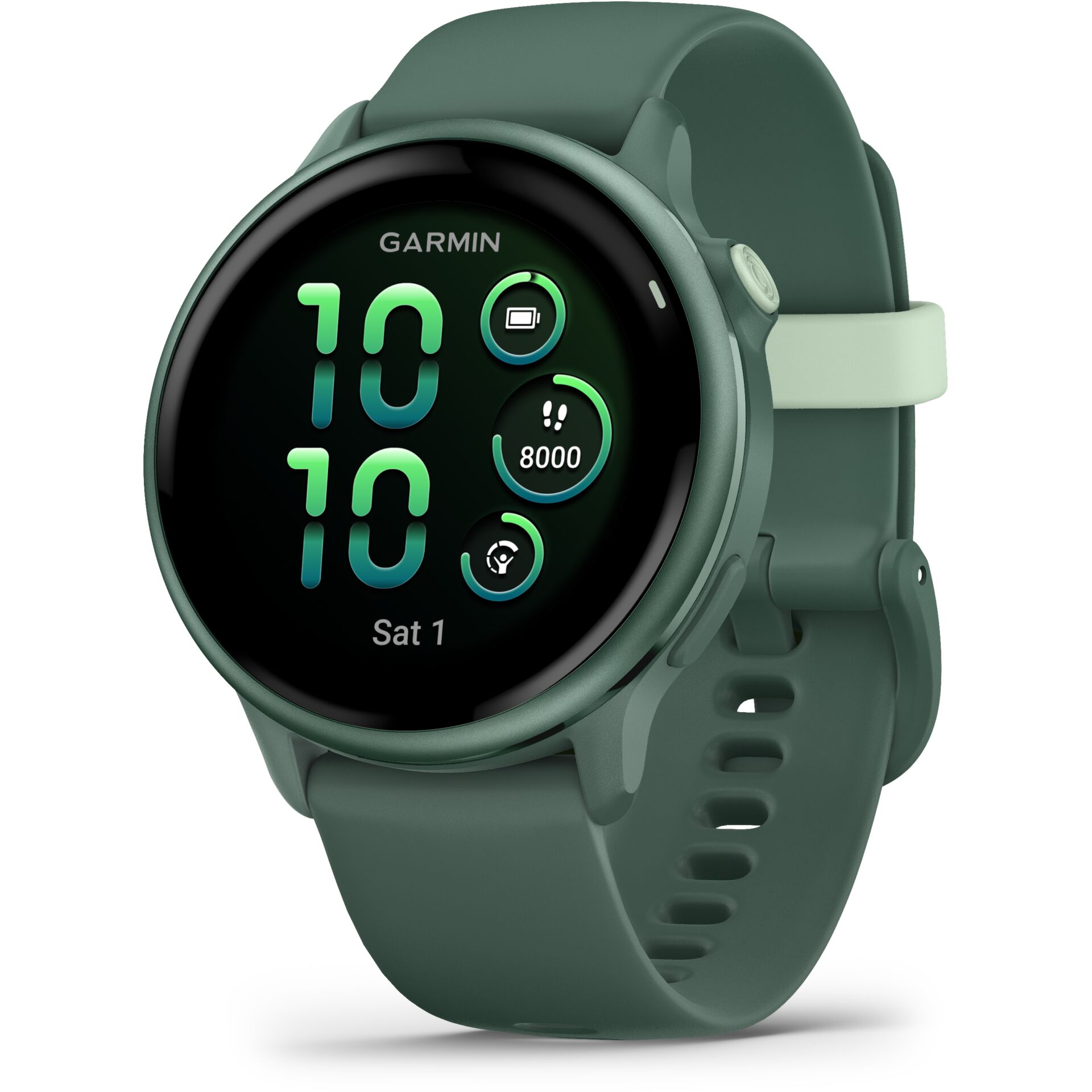 smartwatch, gruen, gummiarmband, runde gesicht, digitalanzeige