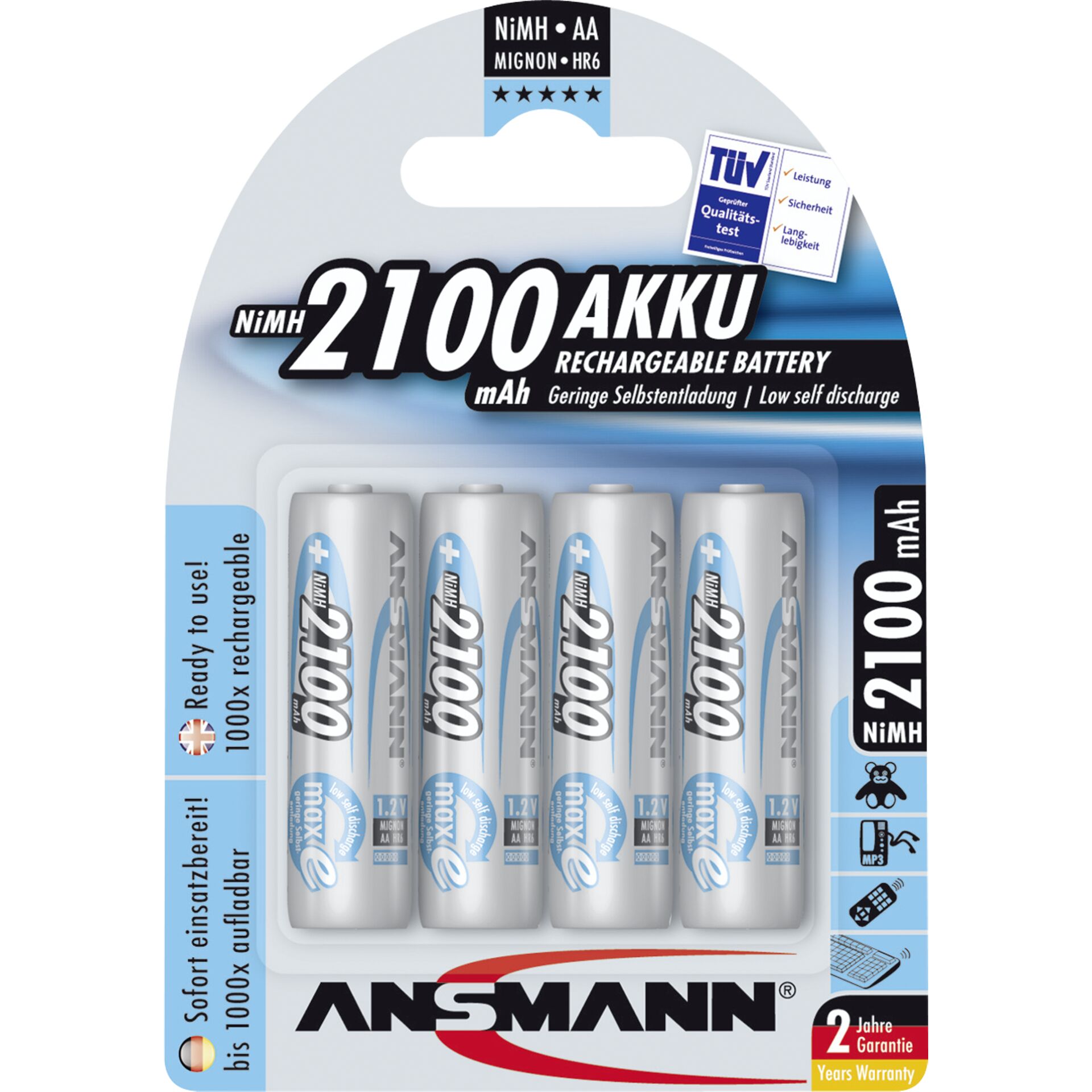 1x4 Ansmann maxE NiMH rech.bat.  Mignon AA 2100 mAh       5035052