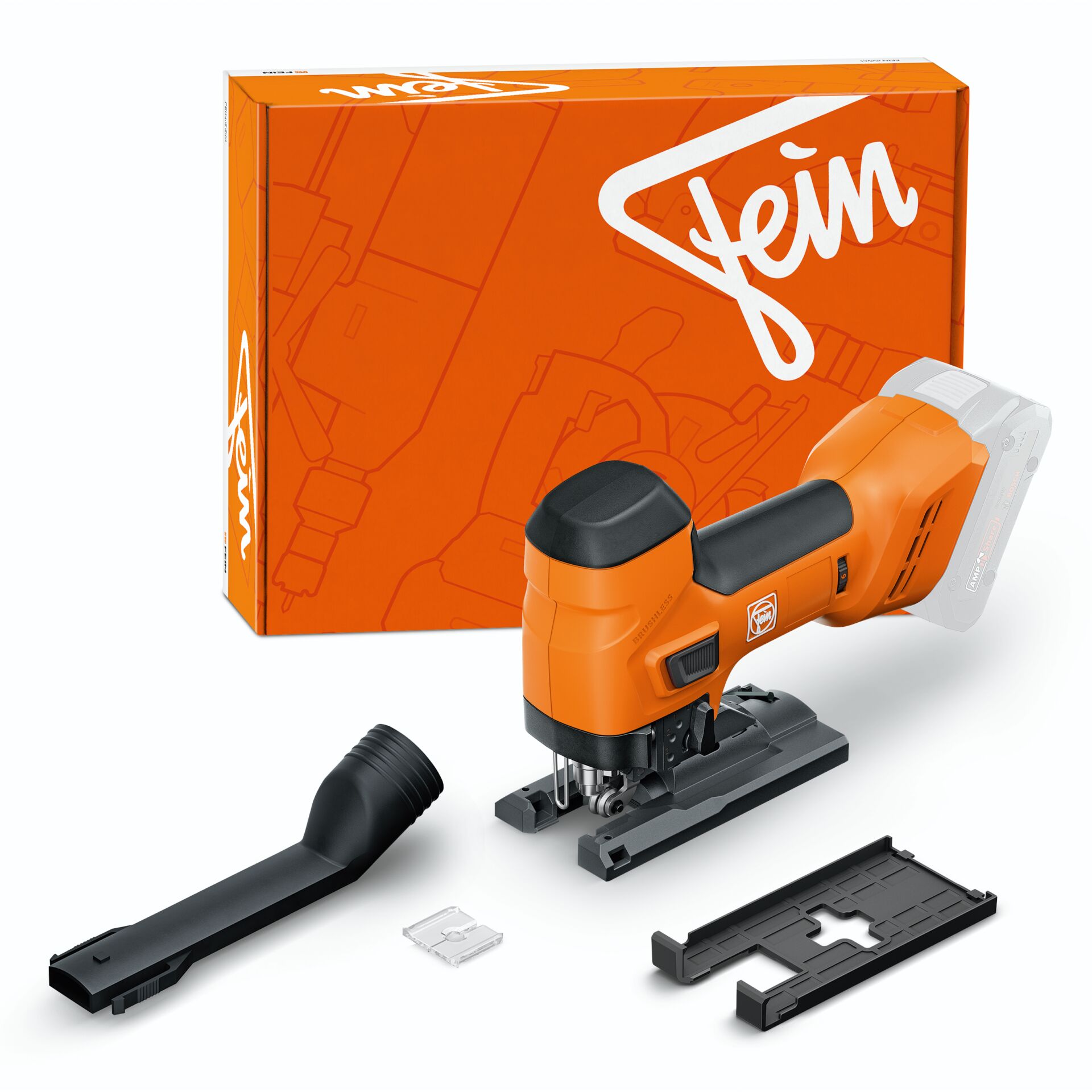 Stichsäge, Akku-Stichsäge, Trennstück, orange, Werkzeugset
