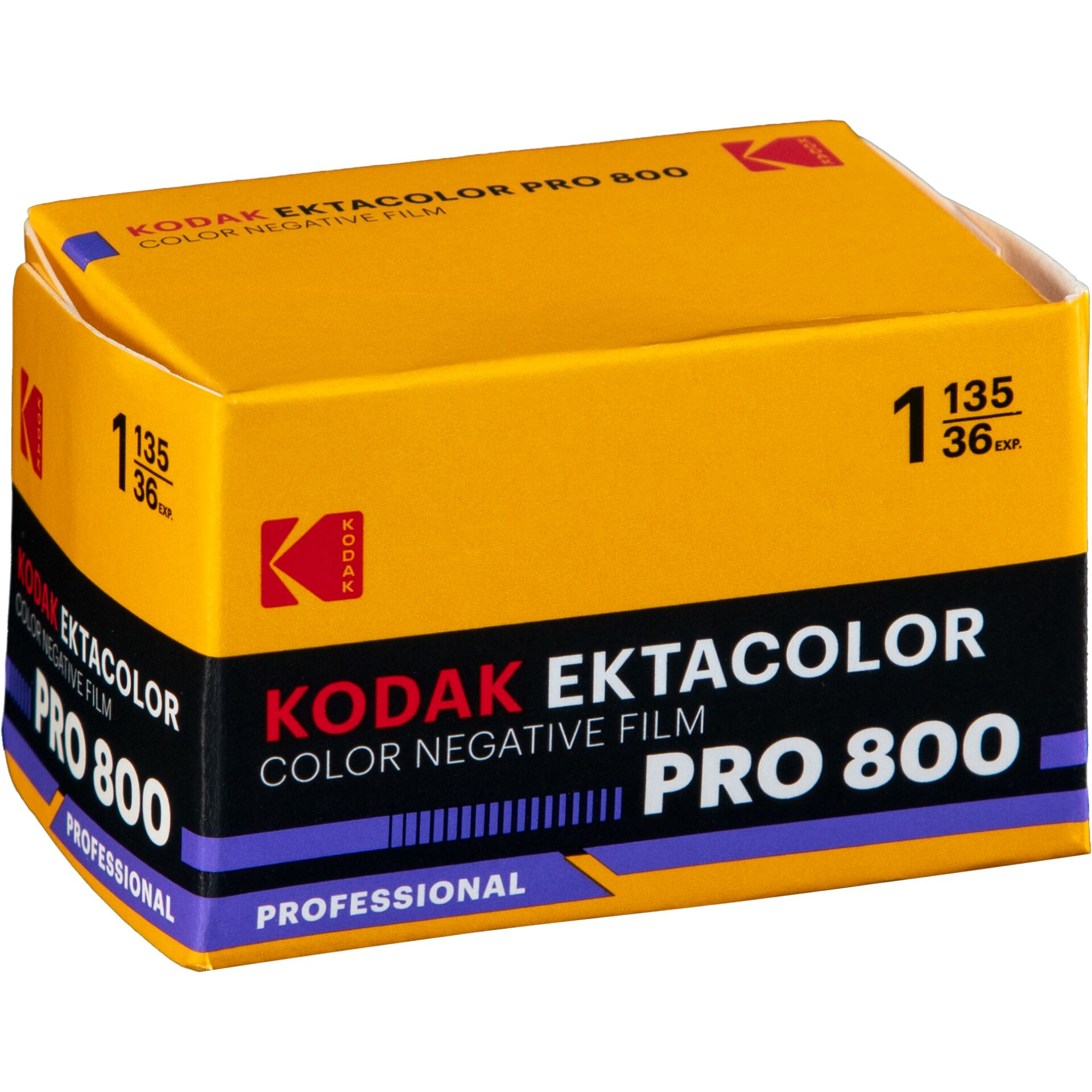 Kodak Ektacolor Pro 800, Farbnegativfilm, 35mm Box, Professional Film, Gelb-schwarz-violett Verpackung