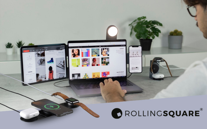 Laptop, Dockingstation, Smartphone, Schreibtisch-Setup, Ladezubehör