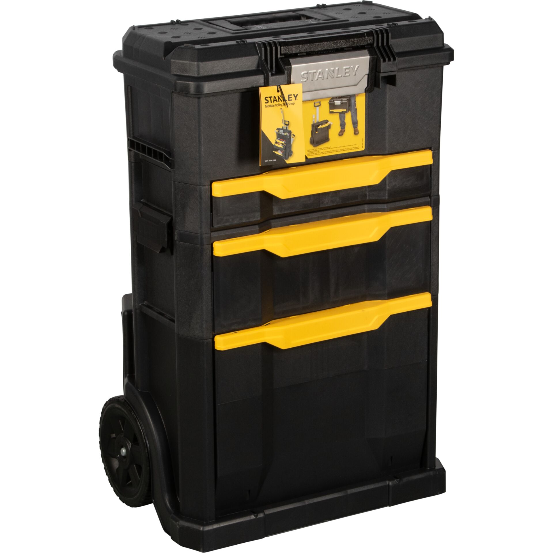 Werkzeugwagen, Kunststoff, Rollschaden, Werkzeugkiste, Aufbewahrungssystem, Werkzeugkoffer, Rollwagen, Koffer mit Rollen, Aufbewahrungskoffer, Gelb-schwarzer Organizer