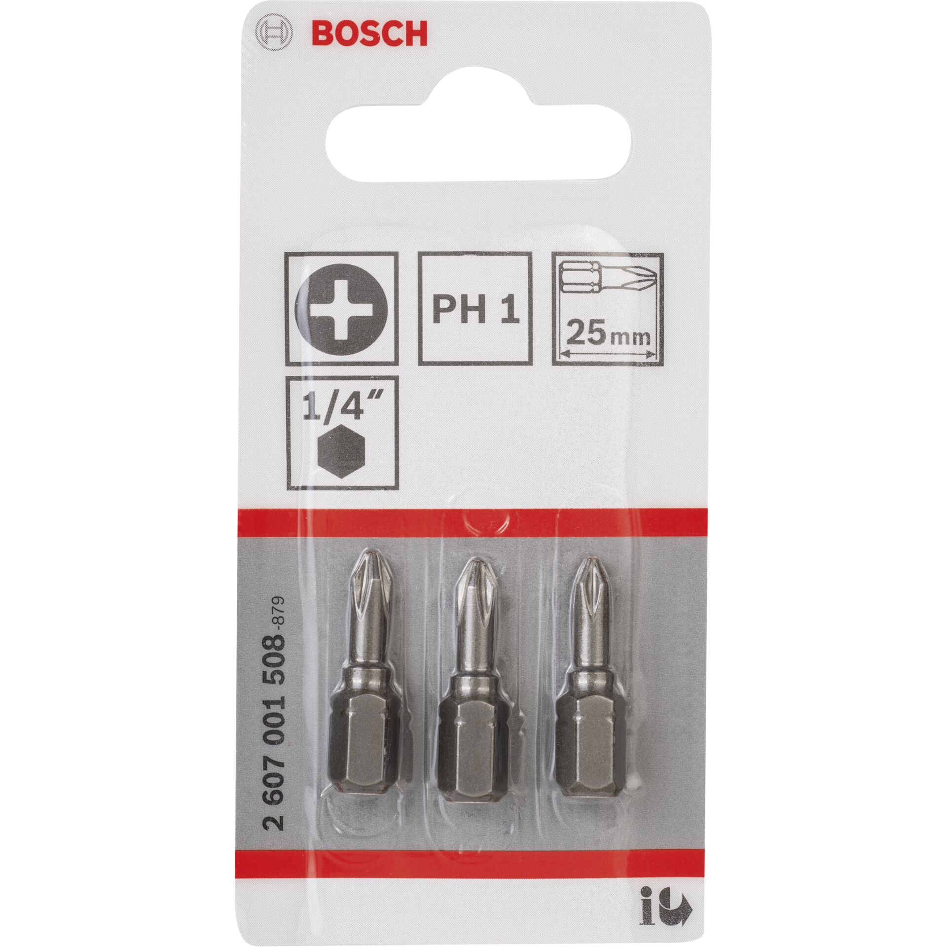 Bosch 3pcs PH Screwdriver Bit  PH1 XH 25mm
