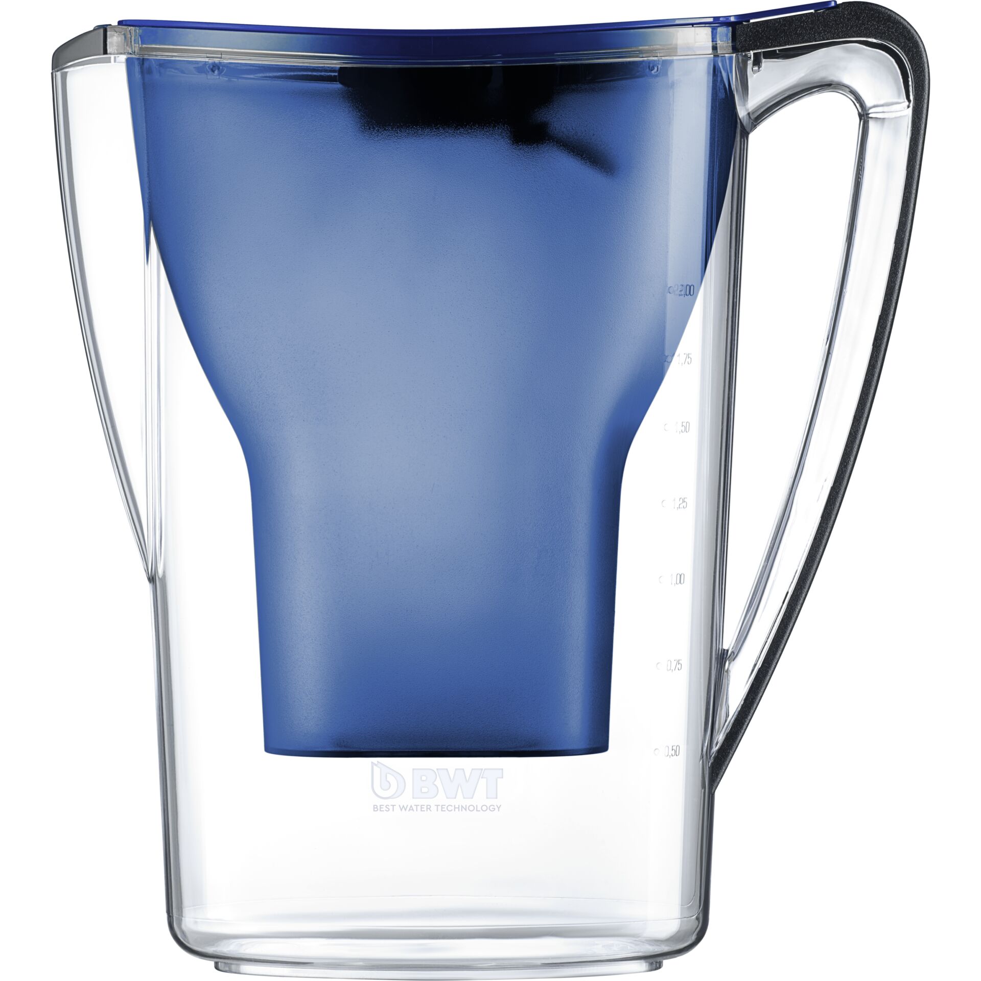 Wasserkanne, Filterkanne, Glasbehälter, Blau, Messskala