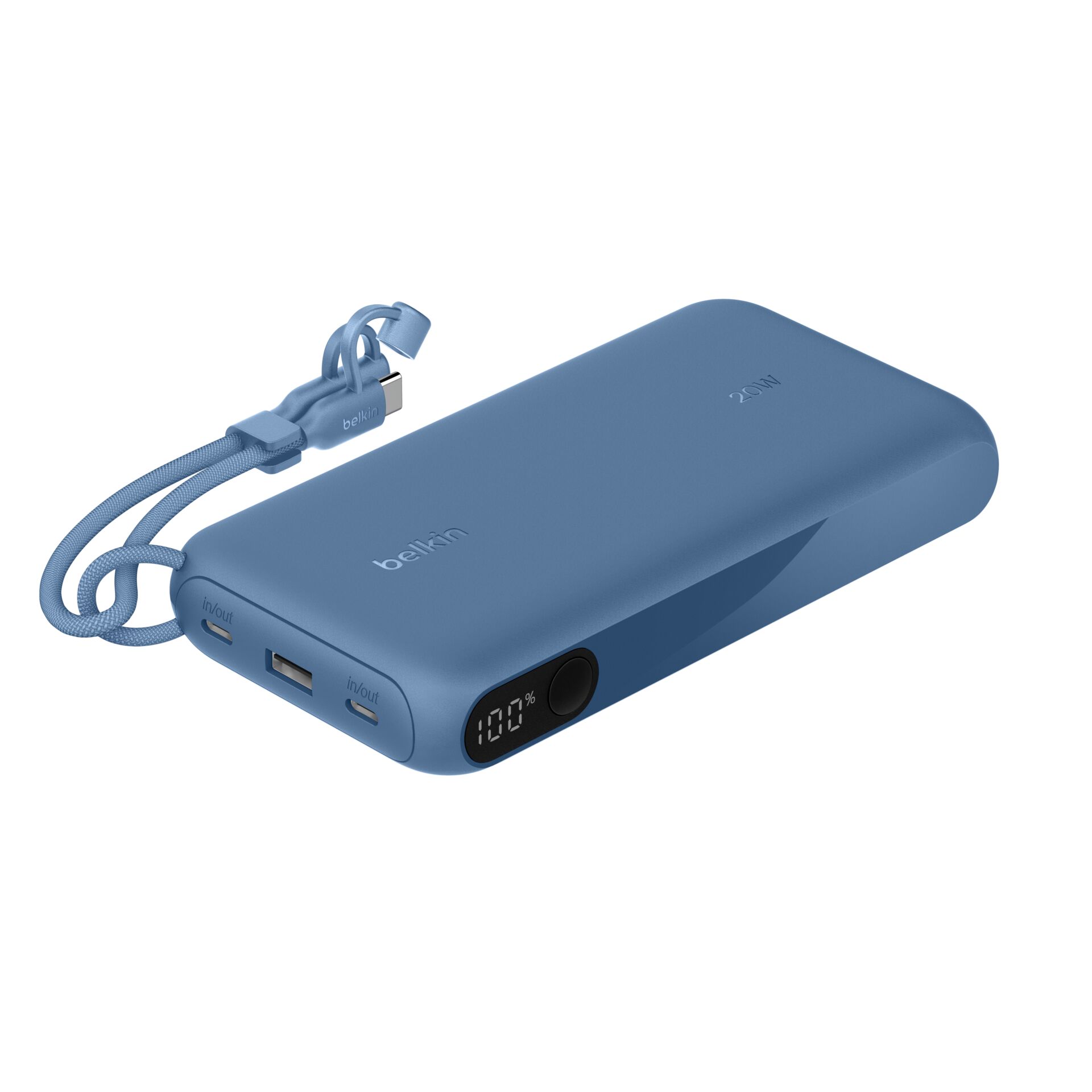 Powerbank, 20000mAh, USB-C, LED display, blau