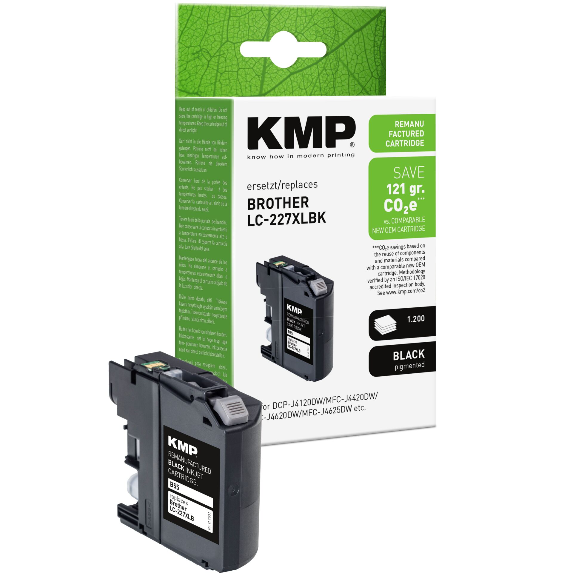 Adapter, Elektronik, QR Code, Tonerpatrone, Schwarzpatrone, Druckerzubehör, Brother LC-227XLBK, KMP-Patrone