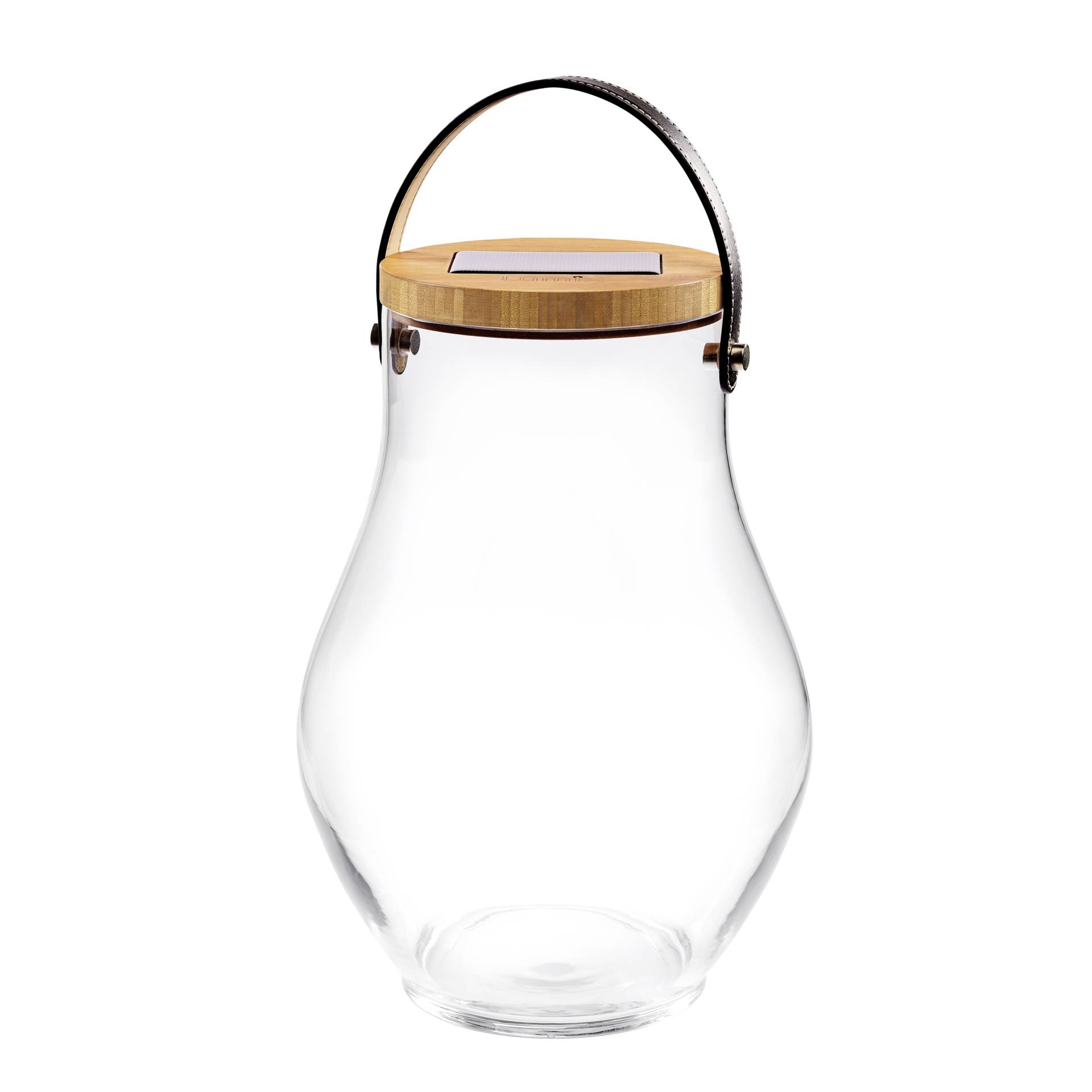 Glasvase, Karaffe, Vase, Holzdeckel, Tragegriff